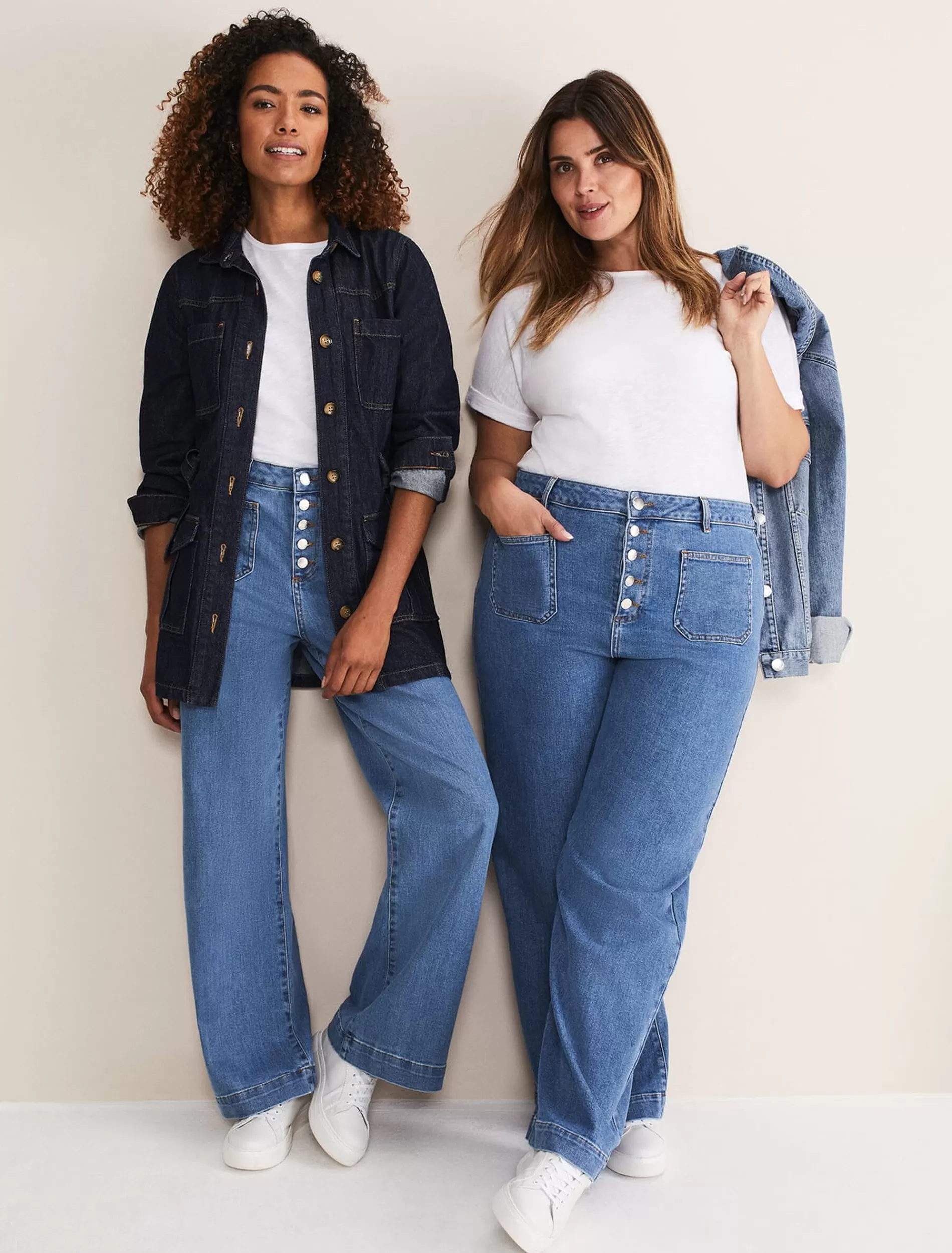 Phase Eight Magsie Wide Leg Jeans Mid Wash Blue Sale