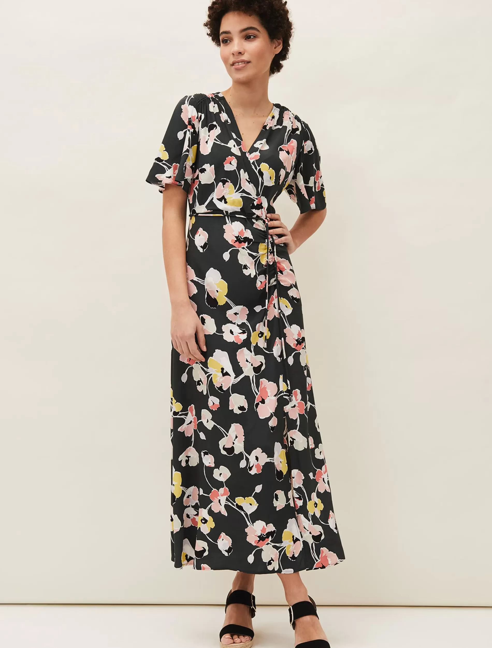Phase Eight Malala Floral Midi Dress Green Multi Clearance