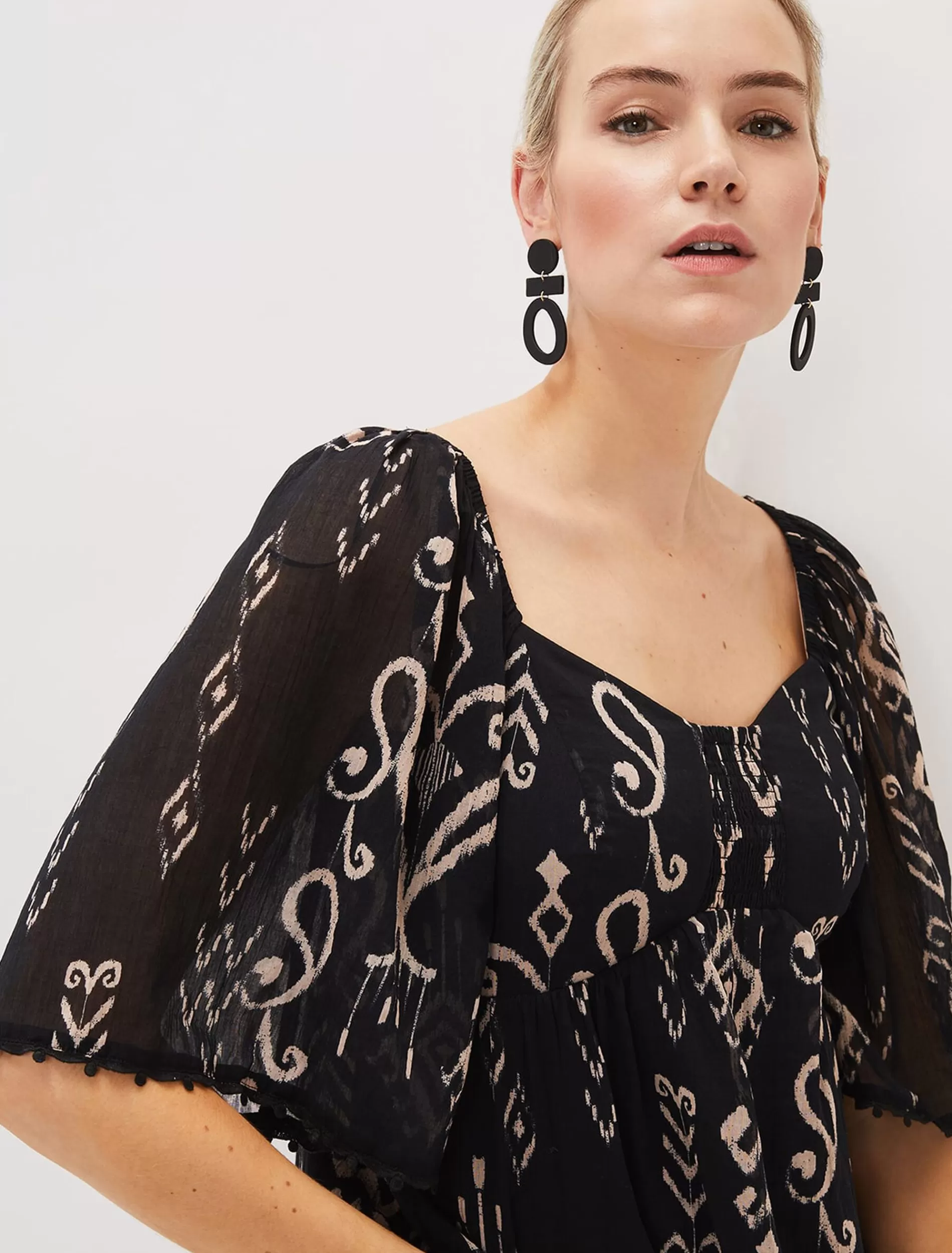 Phase Eight Malaya Ikat Print Blouse Black Hot