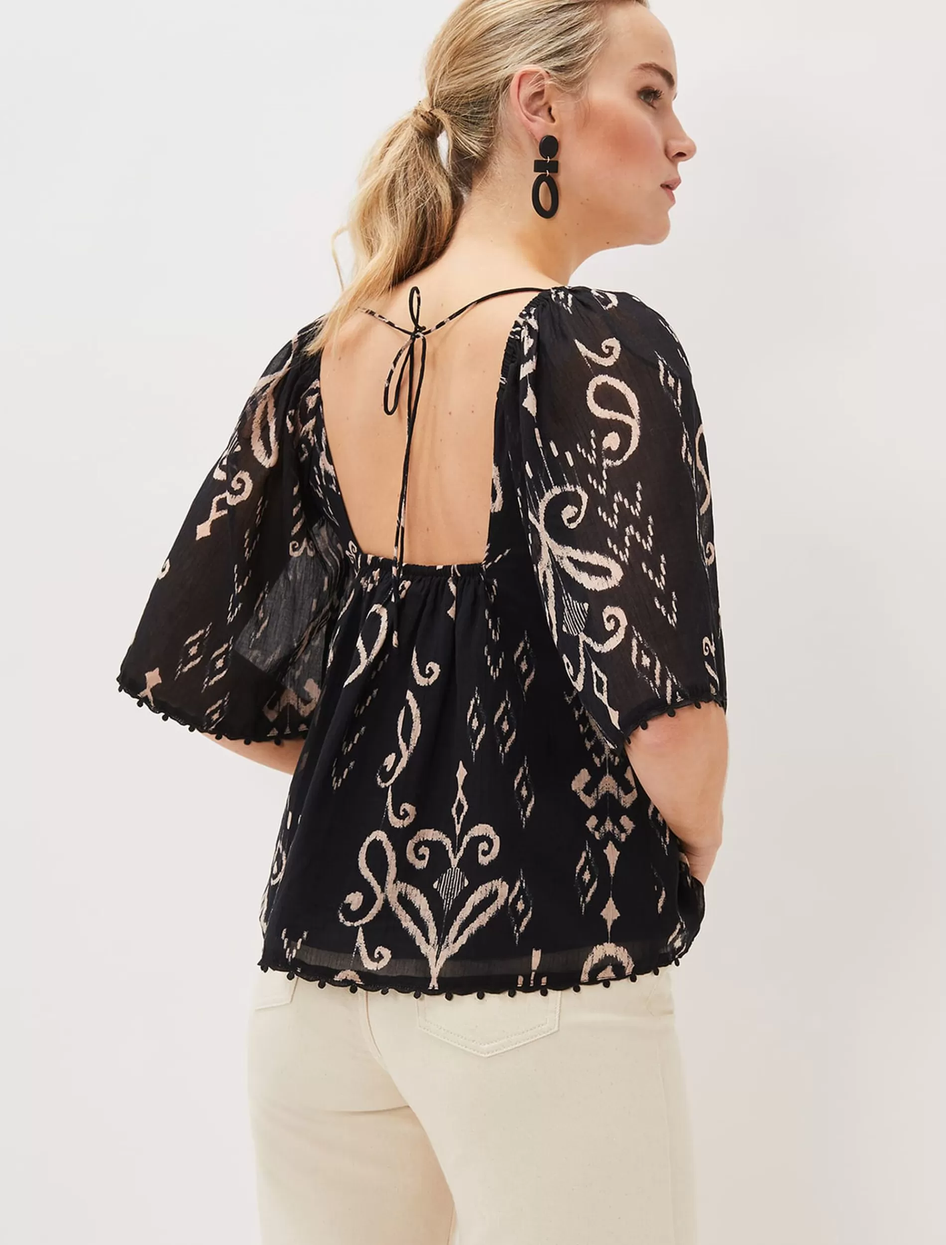 Phase Eight Malaya Ikat Print Blouse Black Hot