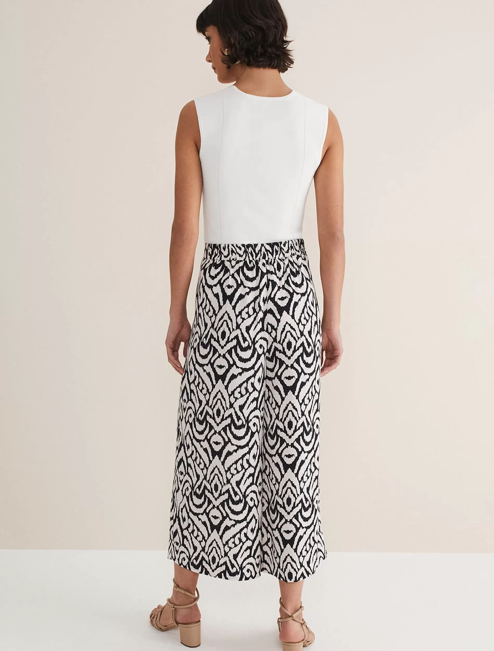 Phase Eight Malaya Printed Wide Leg Culottes Black/Ivory Sale