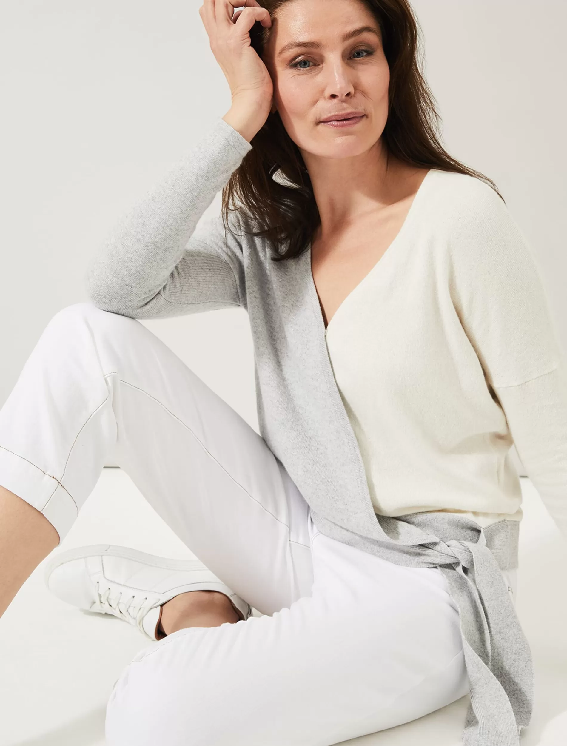 Phase Eight Maliah Colourblock Knit Top Grey/Ivory Best Sale