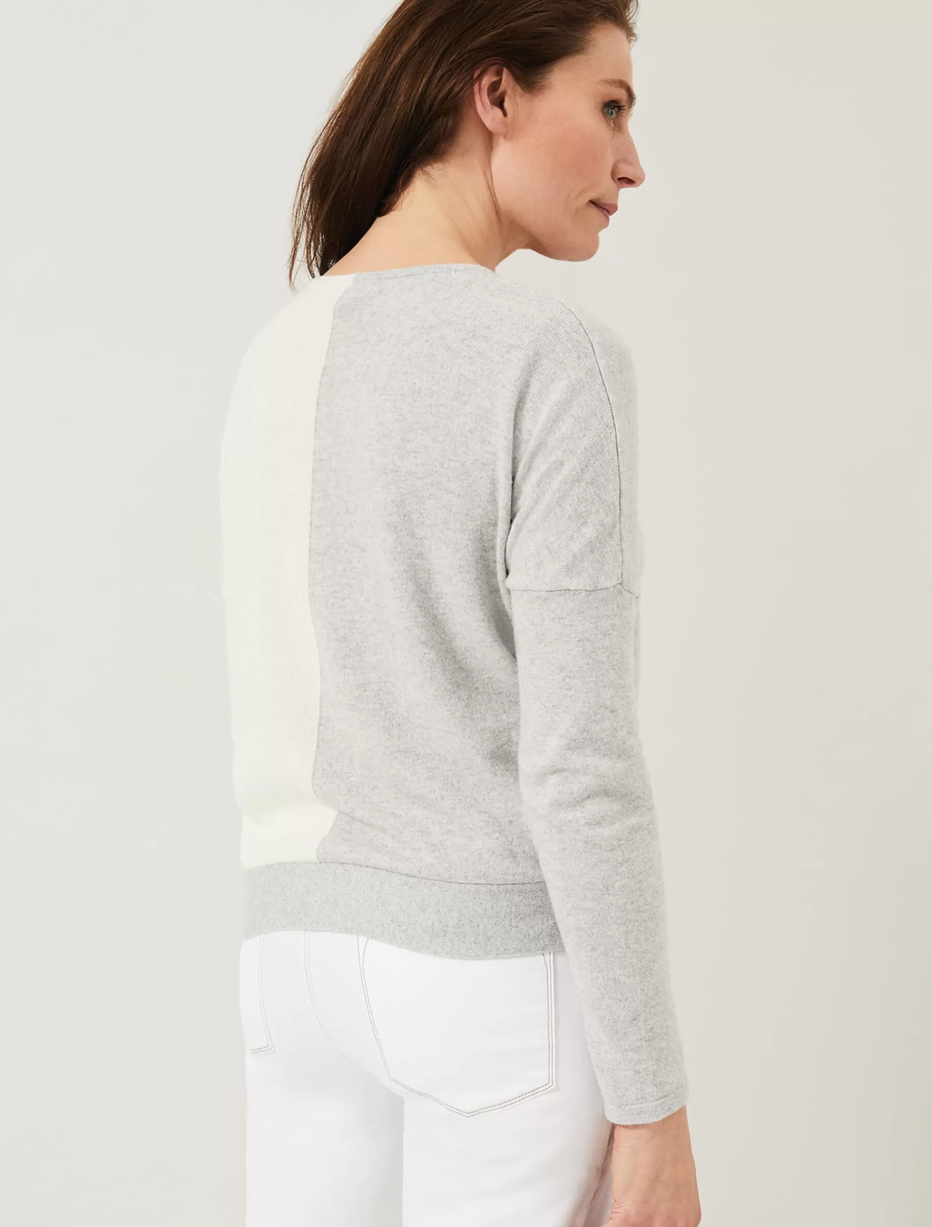 Phase Eight Maliah Colourblock Knit Top Grey/Ivory Best Sale