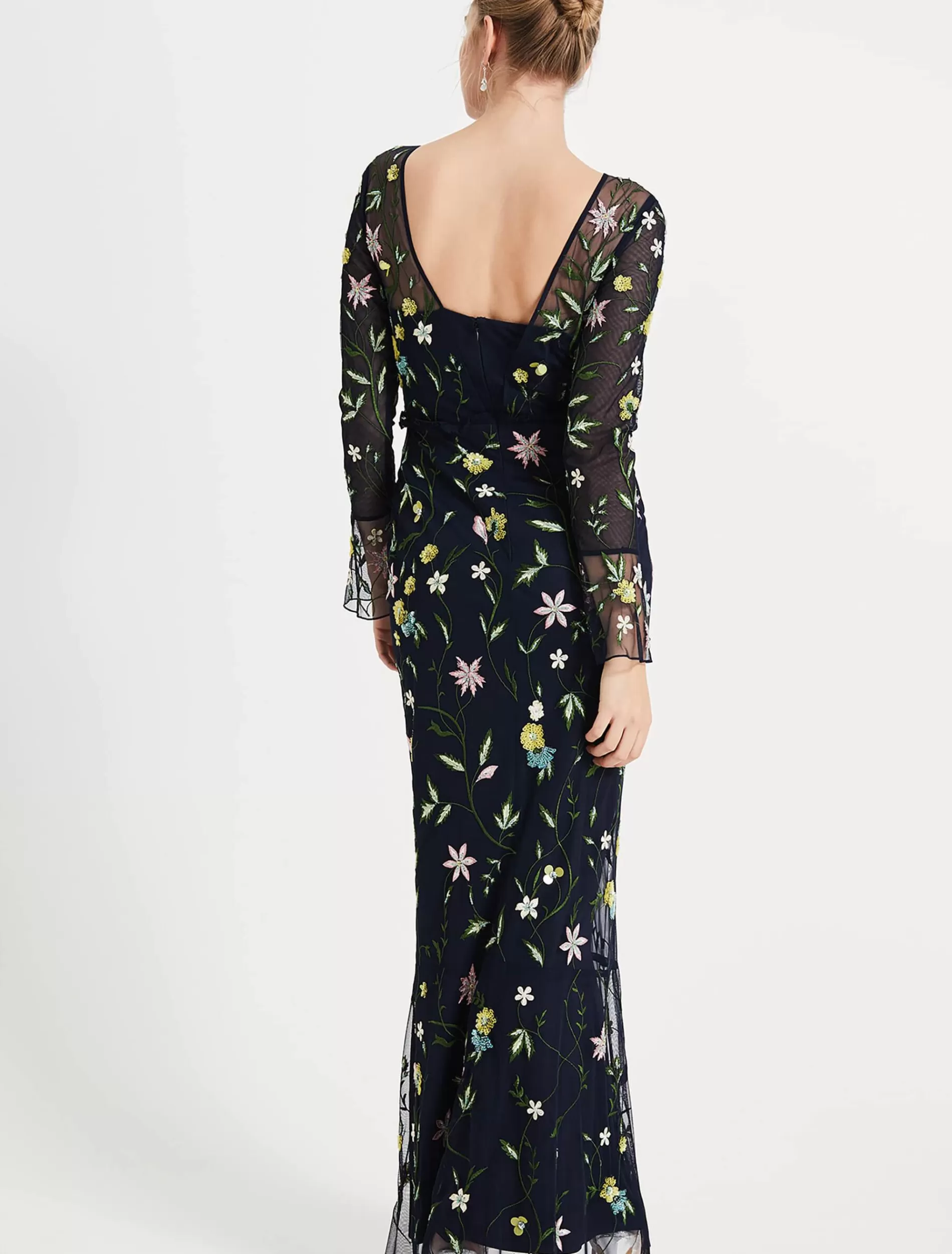 Phase Eight Mallory Embroidered Maxi Dress Navy/Multi New