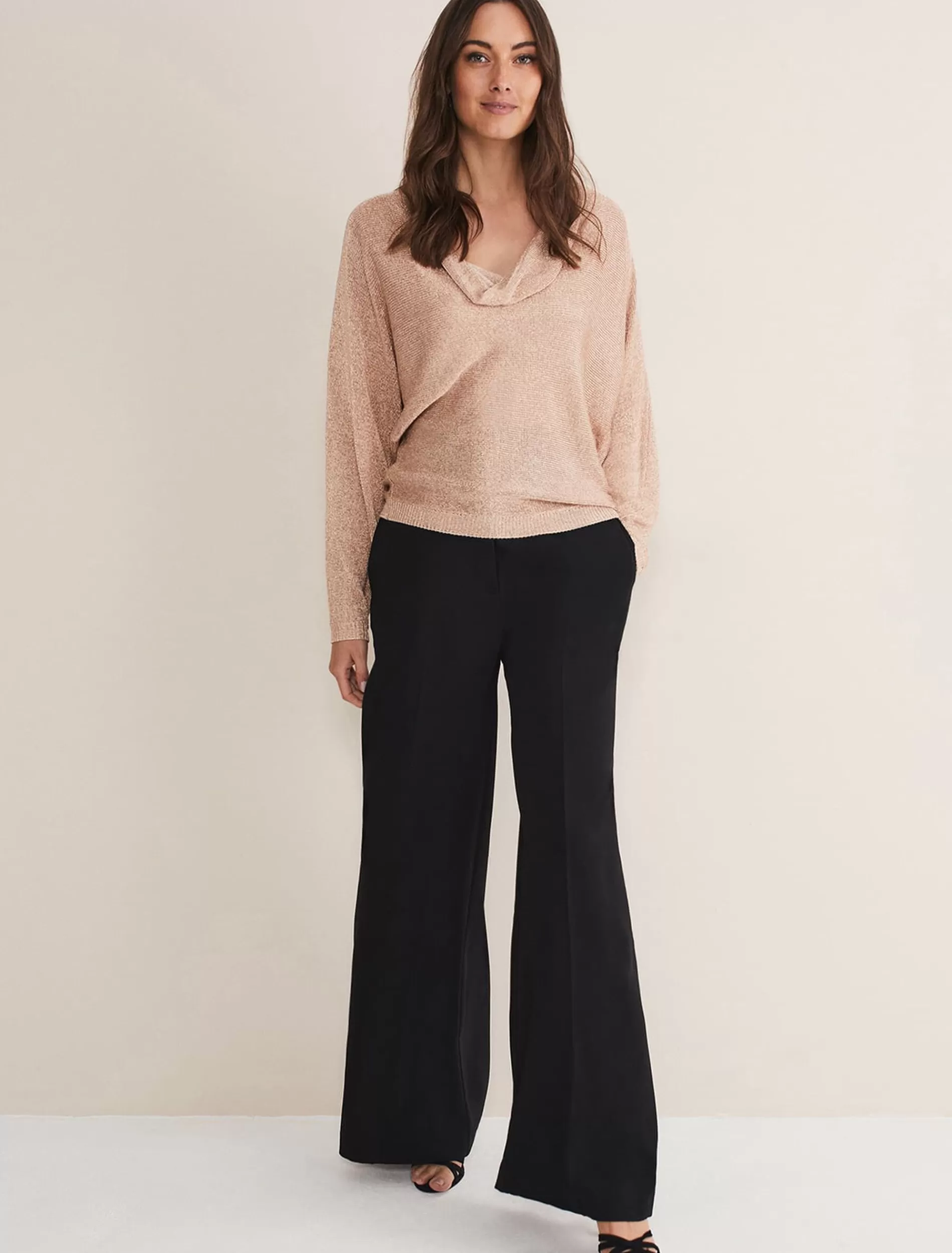 Phase Eight Malti Metallic Cowl Neck Knit Rose Gold Online