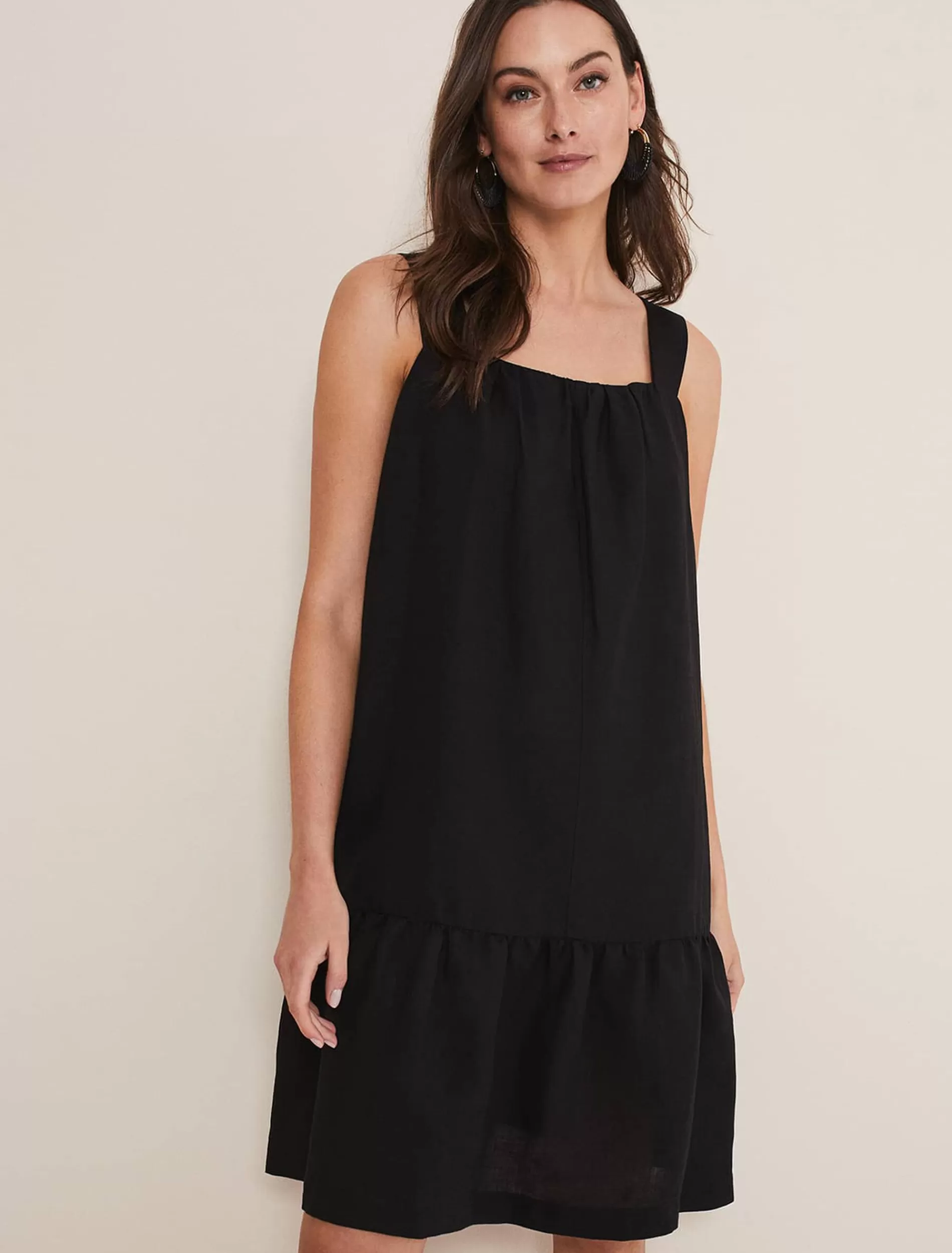 Phase Eight Mandy Strappy Linen Bow Back Swing Dress Black Cheap