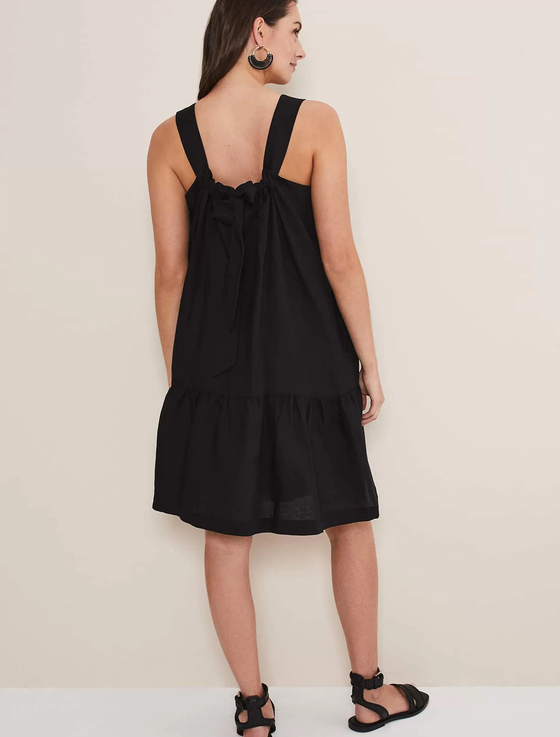 Phase Eight Mandy Strappy Linen Bow Back Swing Dress Black Cheap