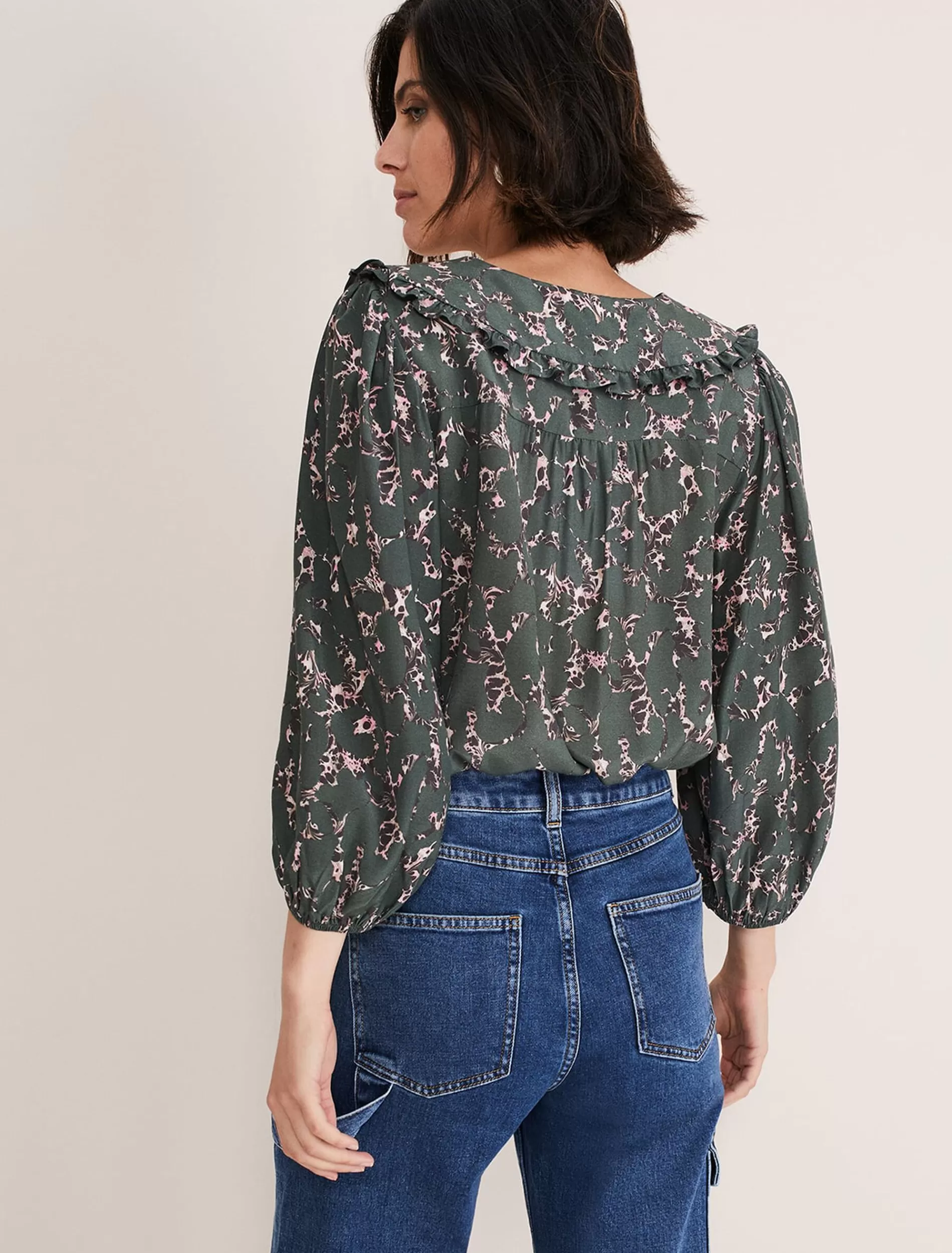Phase Eight Marble Collar Blouse Carbon/Multi Shop