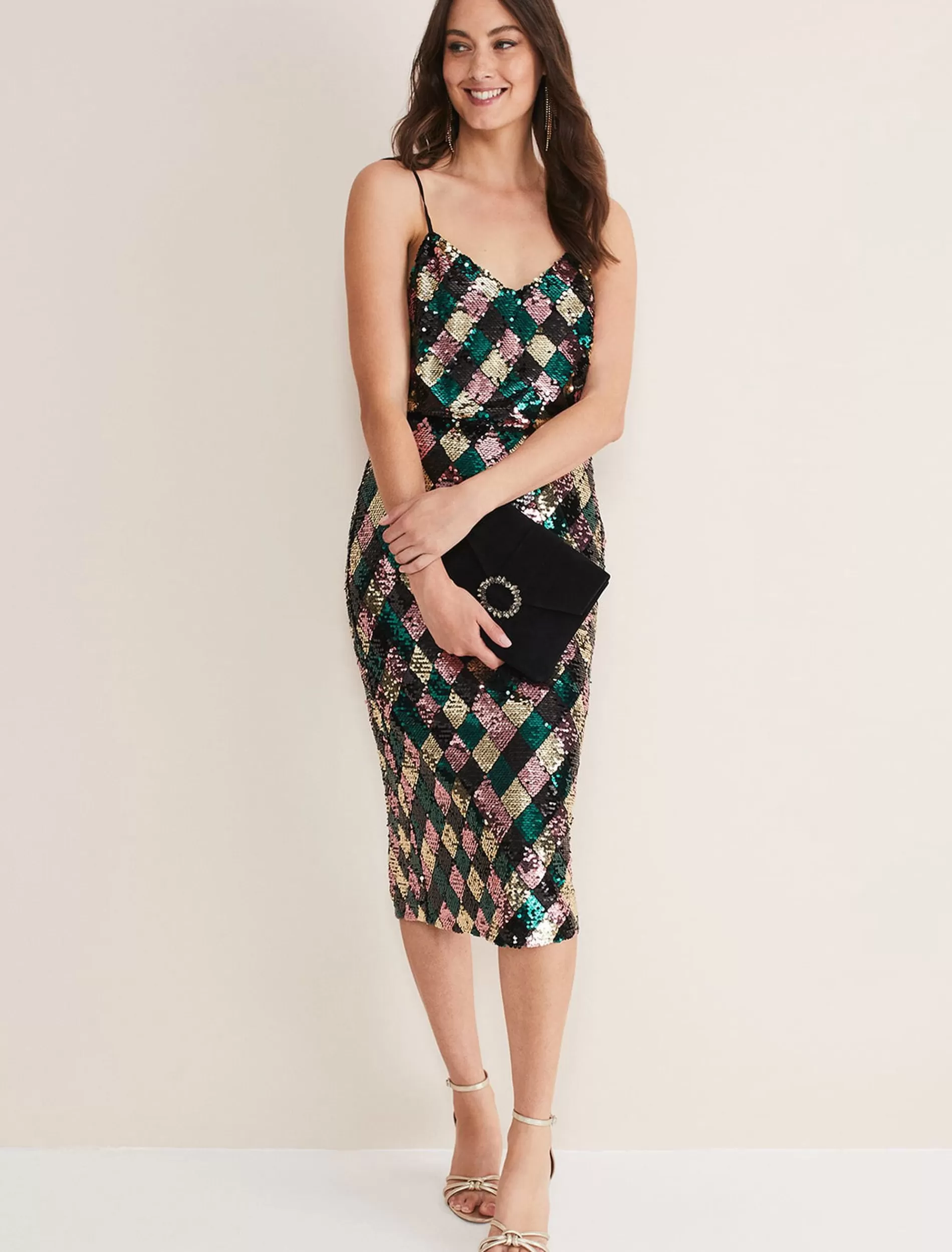 Phase Eight Mari Diamond Sequin Midi Skirt Co-Ord Multi-Coloured Store