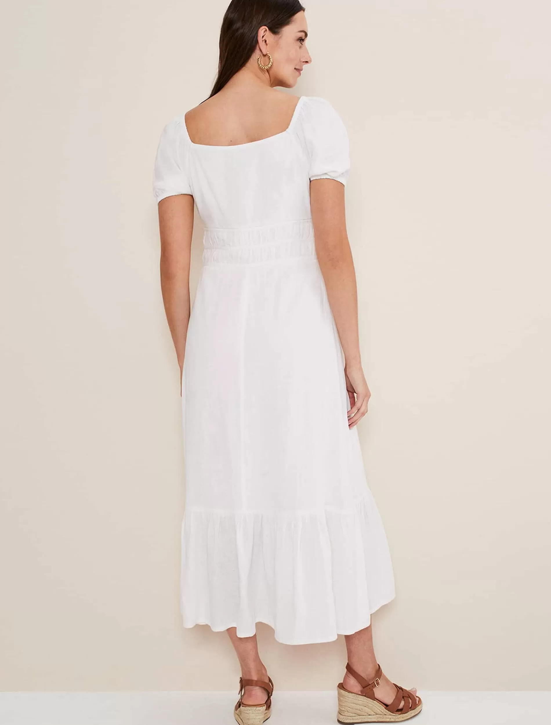Phase Eight Maribella Linen Midi Dress White Cheap