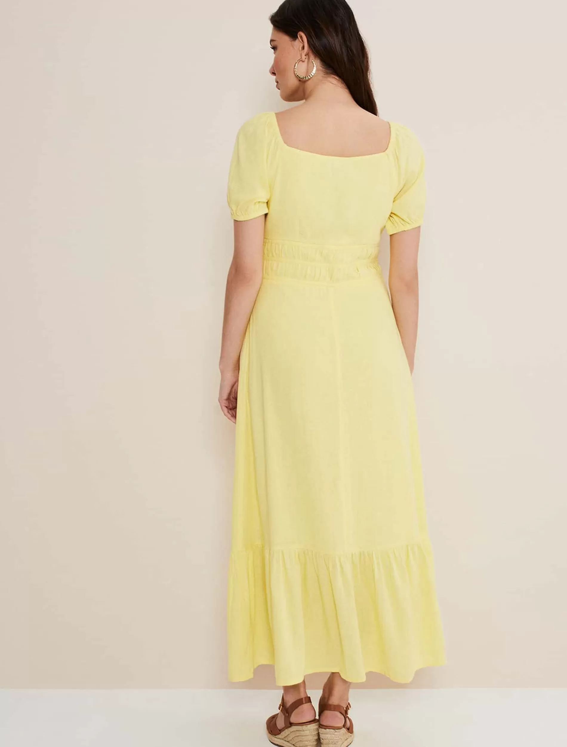 Phase Eight Maribella Linen Midi Dress Lemon Sale