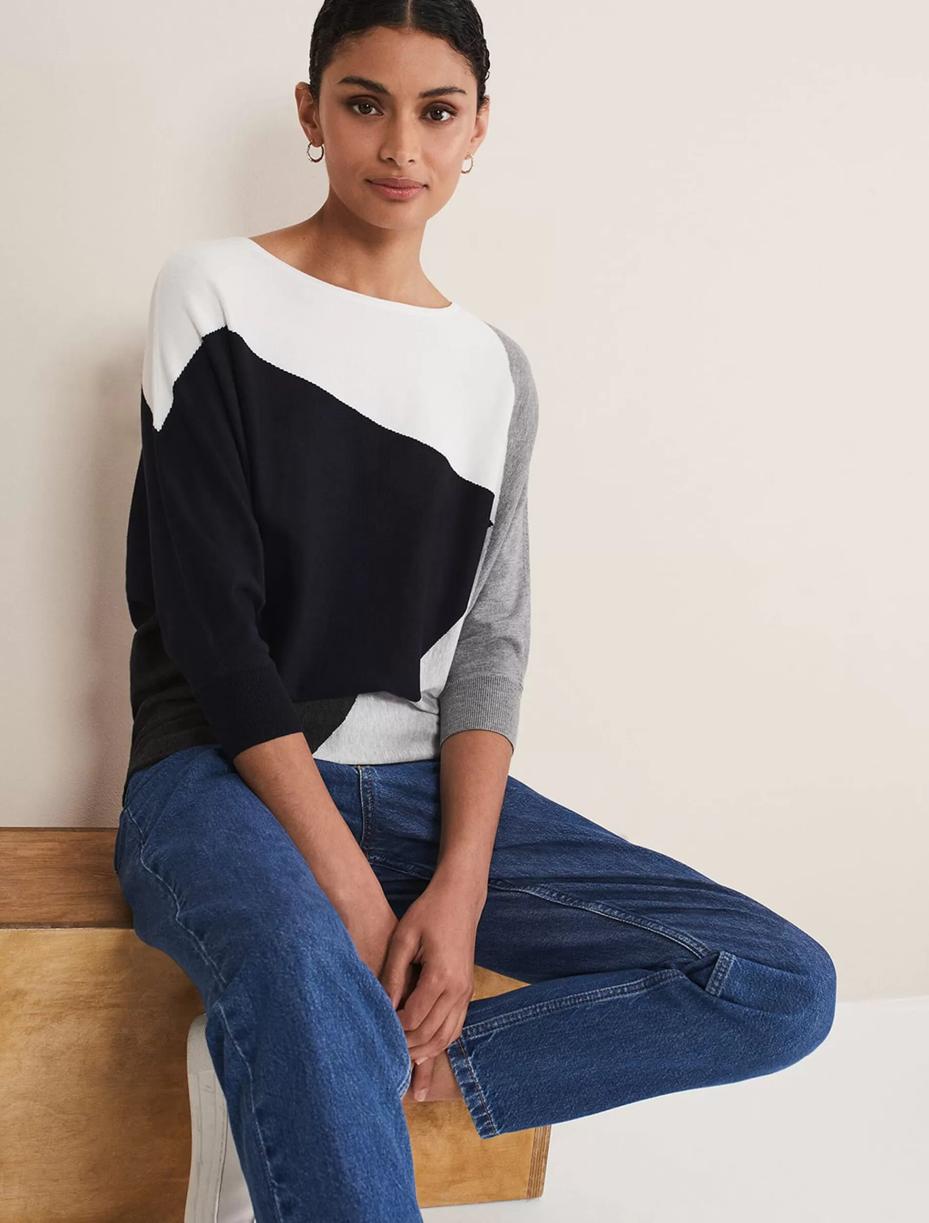 Phase Eight Marie Colour Block Knit Navy/Multi Fashion
