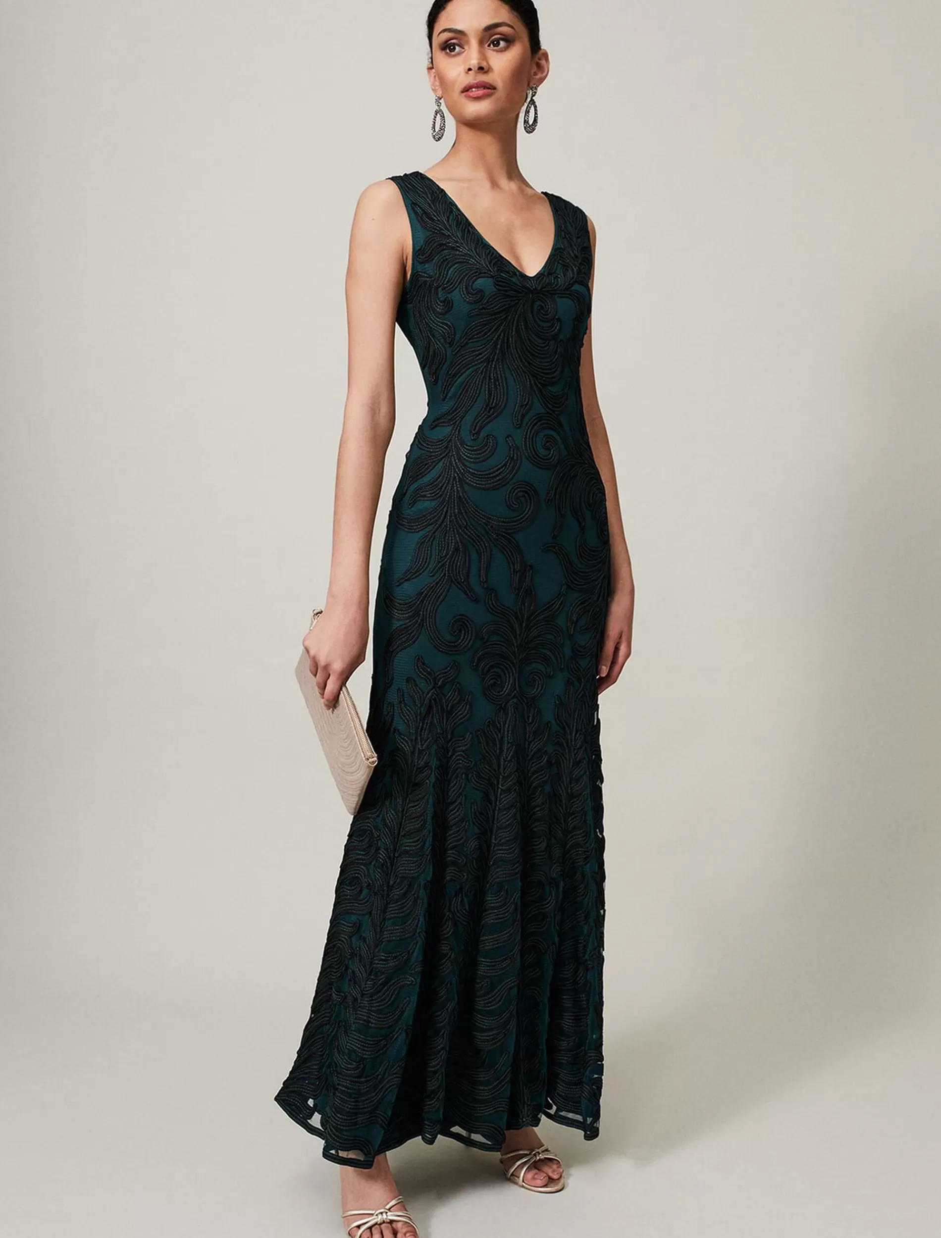 Phase Eight Marigold Tapework Dress Green/Black Sale