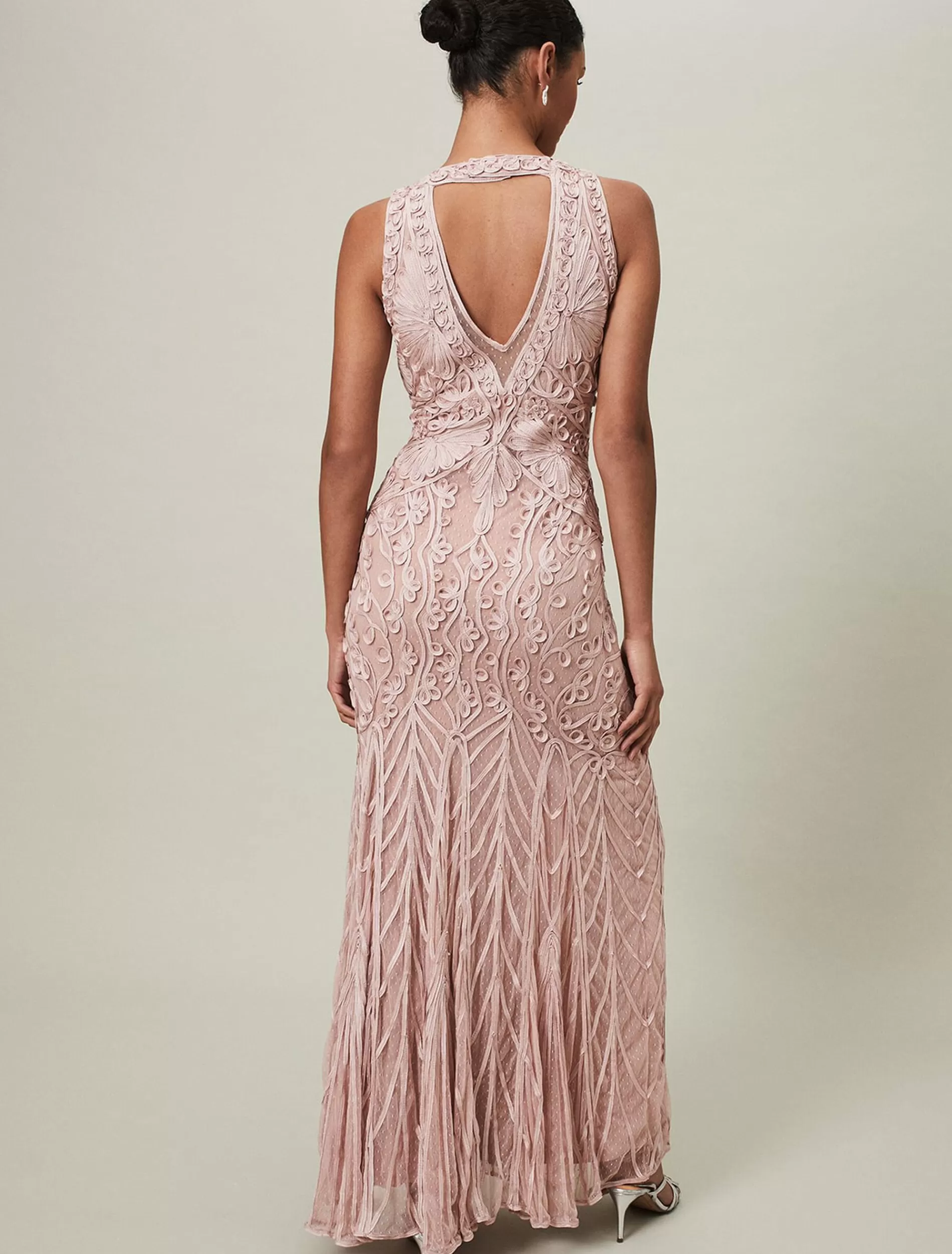 Phase Eight Marion Sequin Tapework Maxi Dress Misty Mauve Fashion