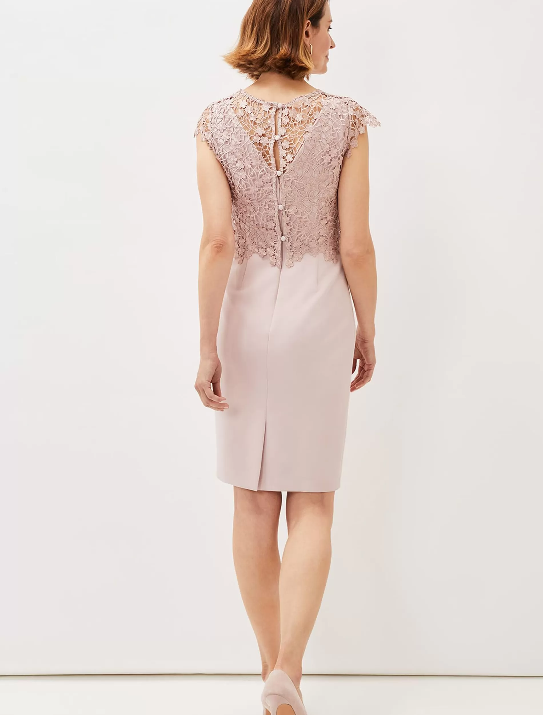 Phase Eight Mariposa Floral Lace Bodice Dress Antique Rose Store