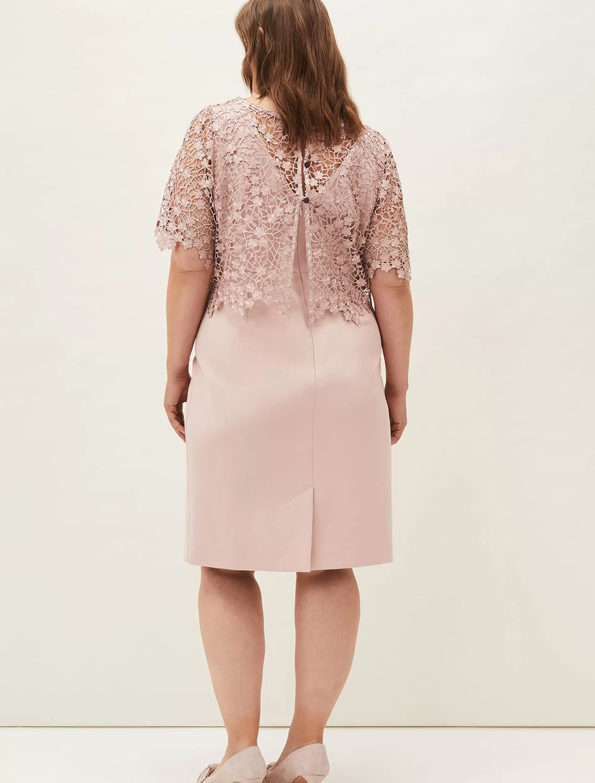 Phase Eight Mariposa Lace Dress Antique Rose Hot