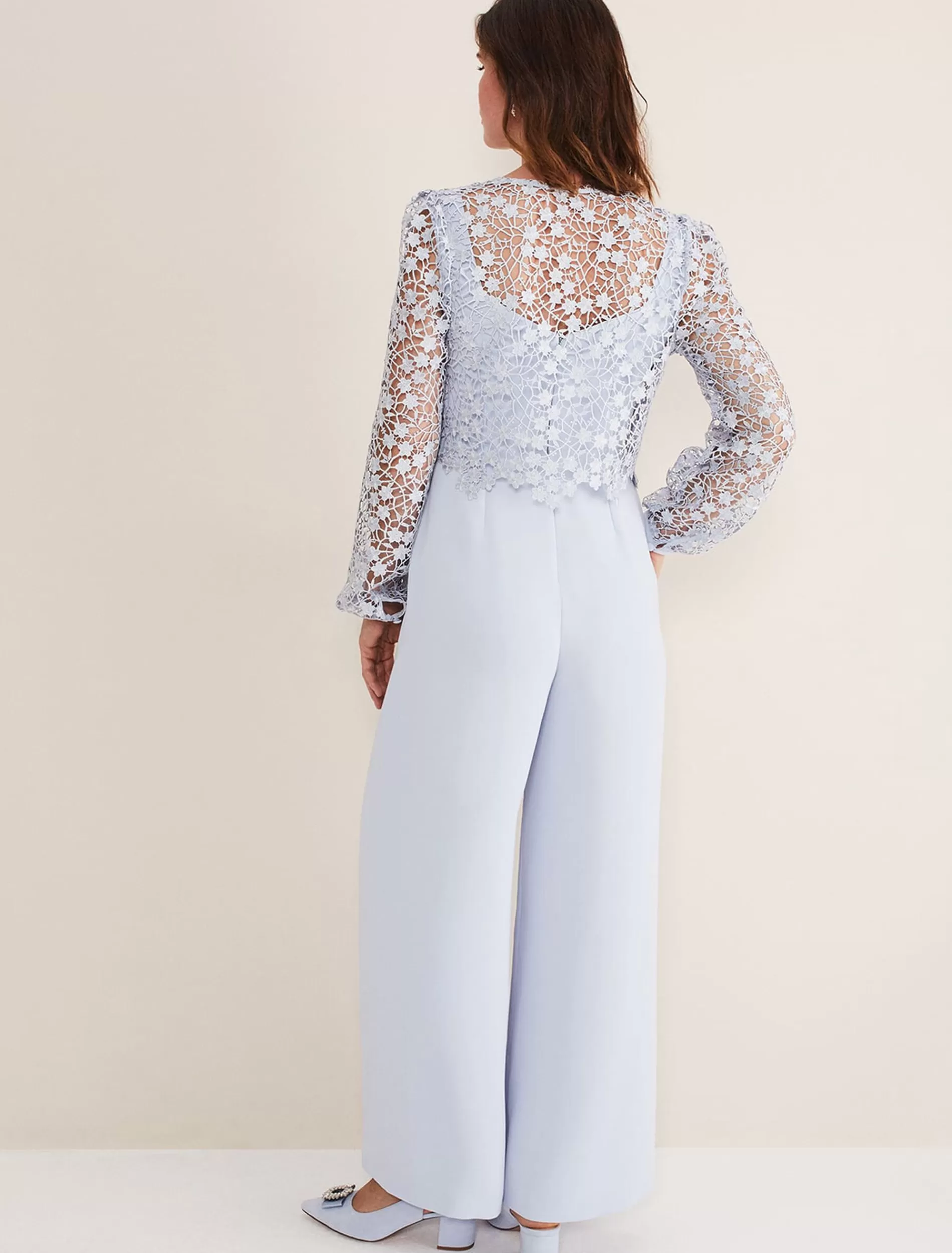 Phase Eight Mariposa Lace Jumpsuit Cornflower Best
