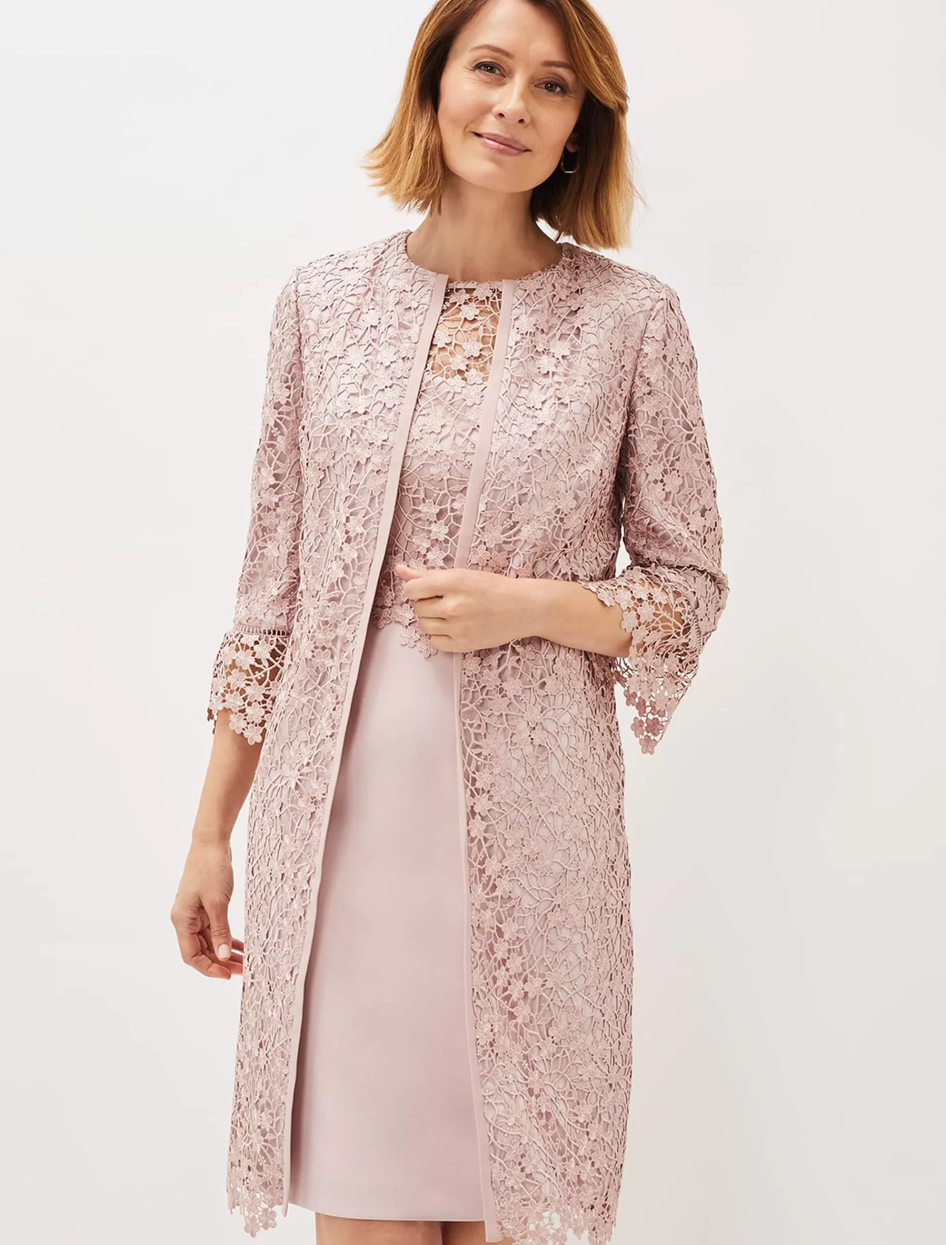 Phase Eight Mariposa Lace Occasion Coat Antique Rose Cheap