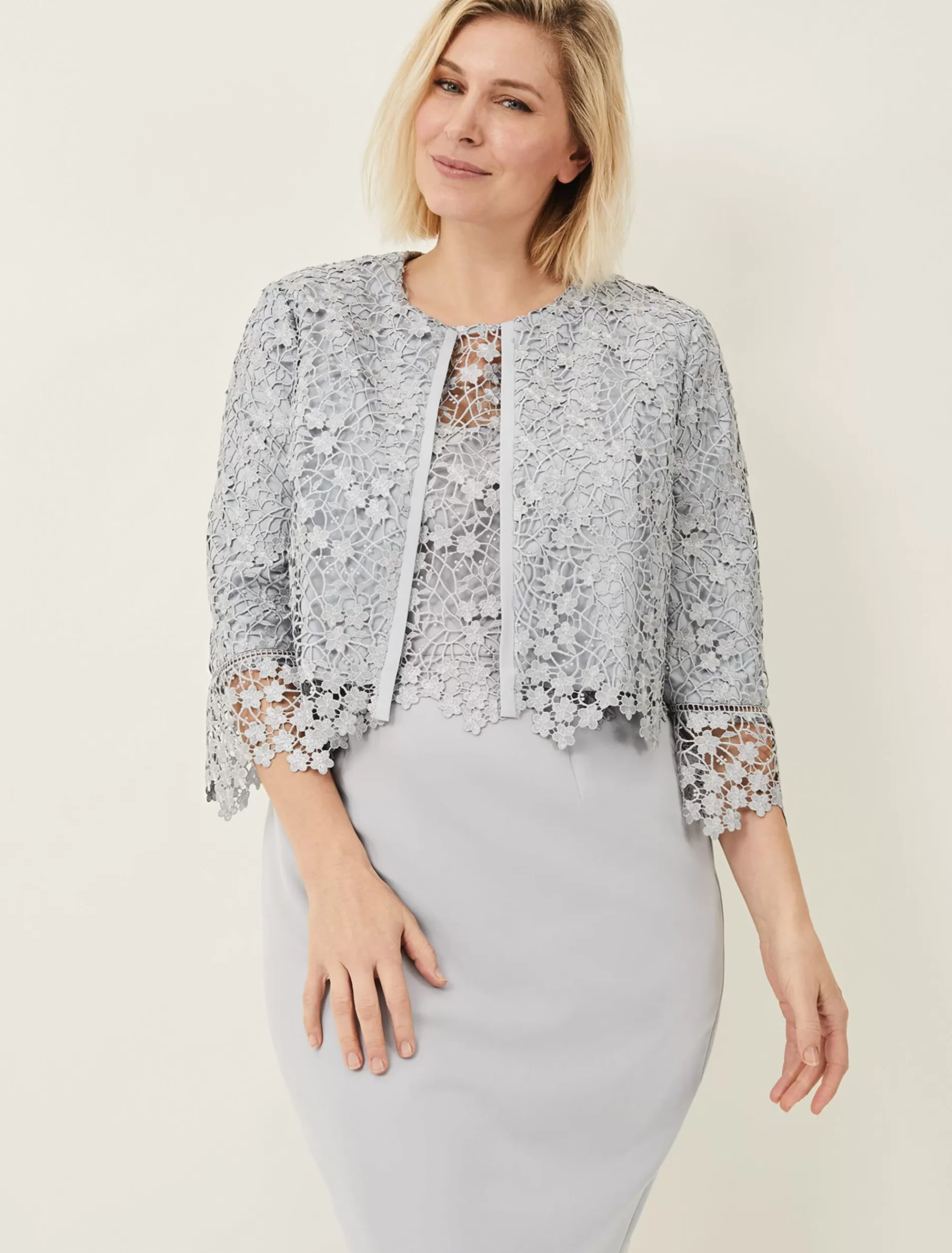 Phase Eight Mariposa Lace Occasion Jacket Mineral Hot