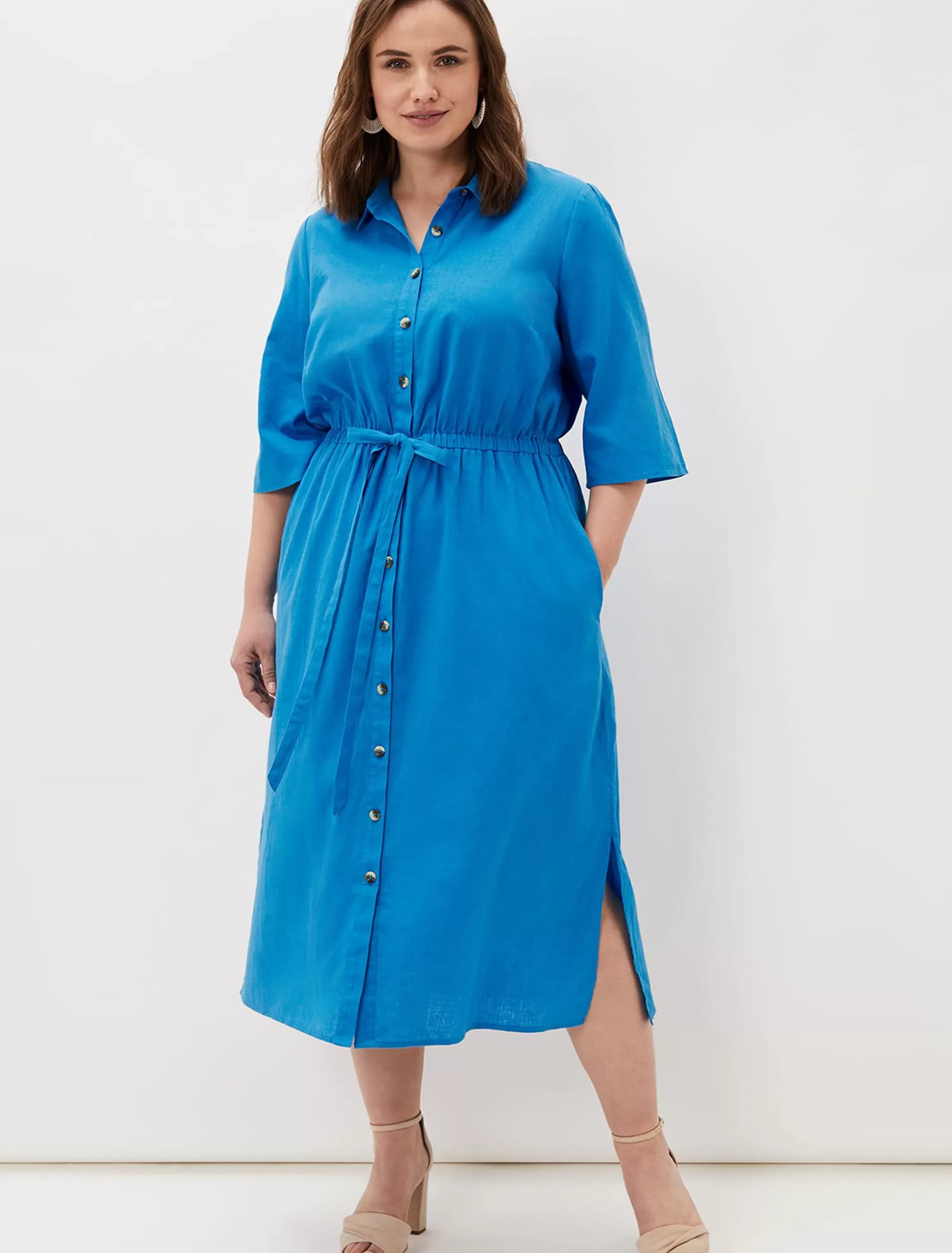 Phase Eight Marlene Tie Shirt Dress Azure Blue Sale
