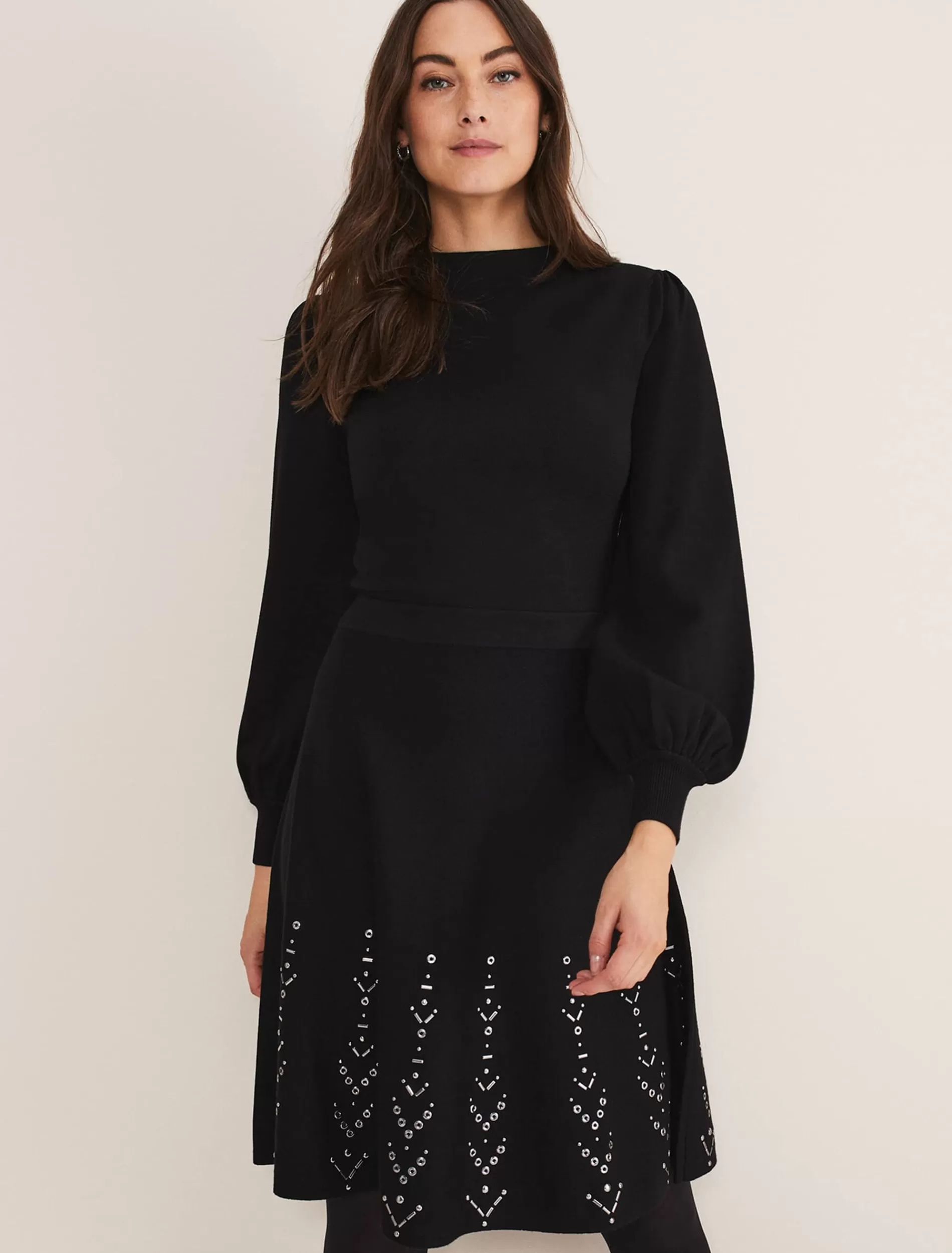 Phase Eight Marley Metal Work Detail Knit Dress Black Store