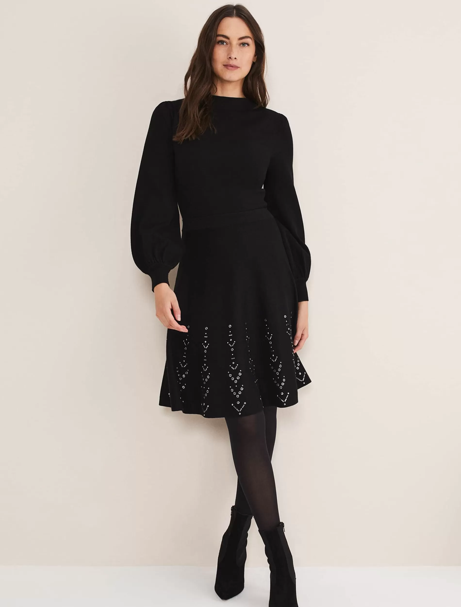 Phase Eight Marley Metal Work Detail Knit Dress Black Store