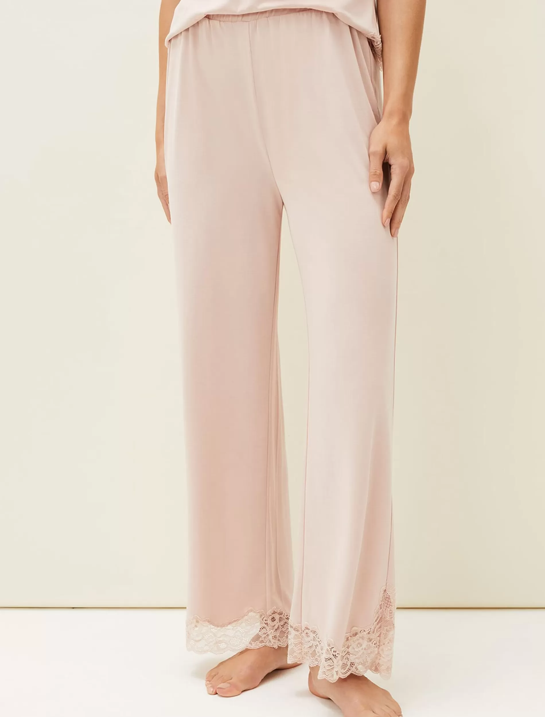 Phase Eight Marlie Lace Pyjama Wide Leg Trousers Soft Pink New