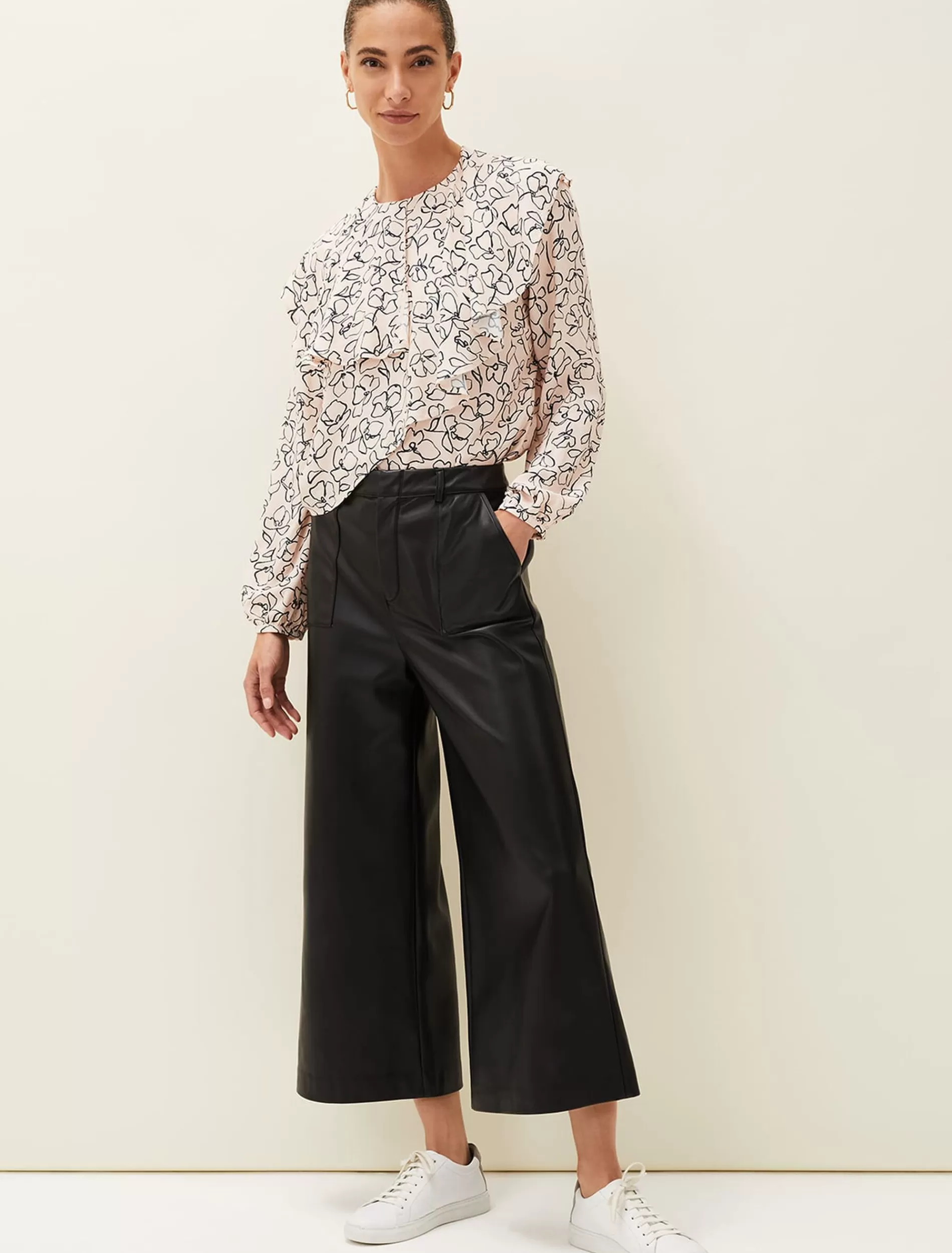 Phase Eight Martha Faux Leather Culottes Black Cheap