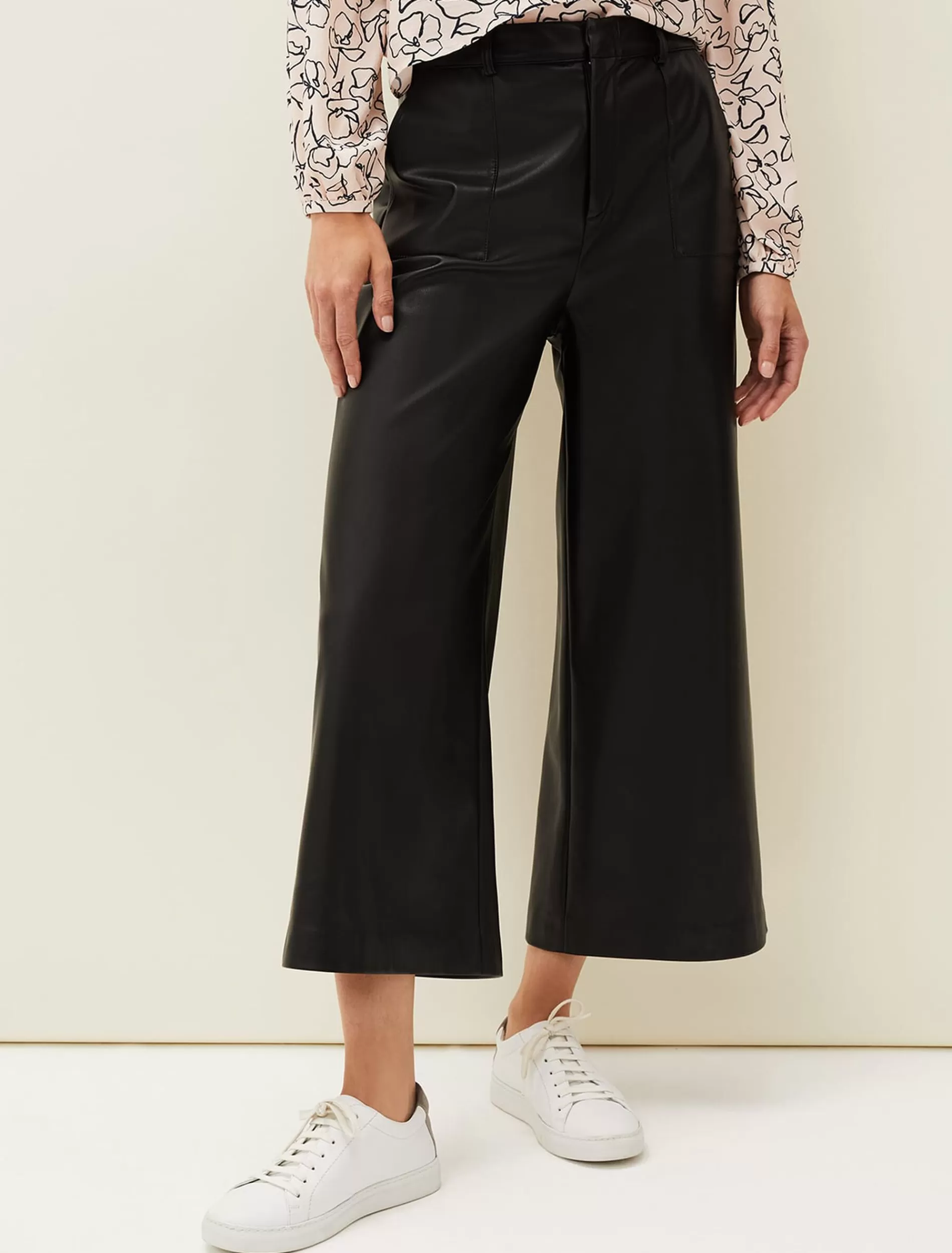 Phase Eight Martha Faux Leather Culottes Black Cheap