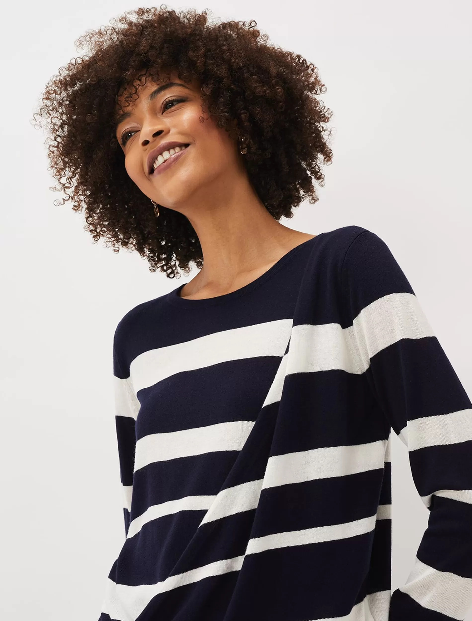 Phase Eight Mary Stripe Fine Knit Jumper Navy/Ivory New