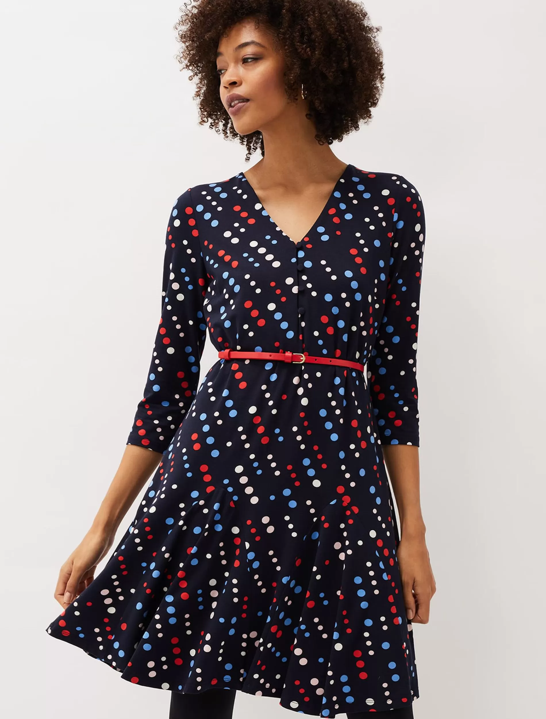 Phase Eight Marya Spot Jersey Dress Navy/Multi Clearance