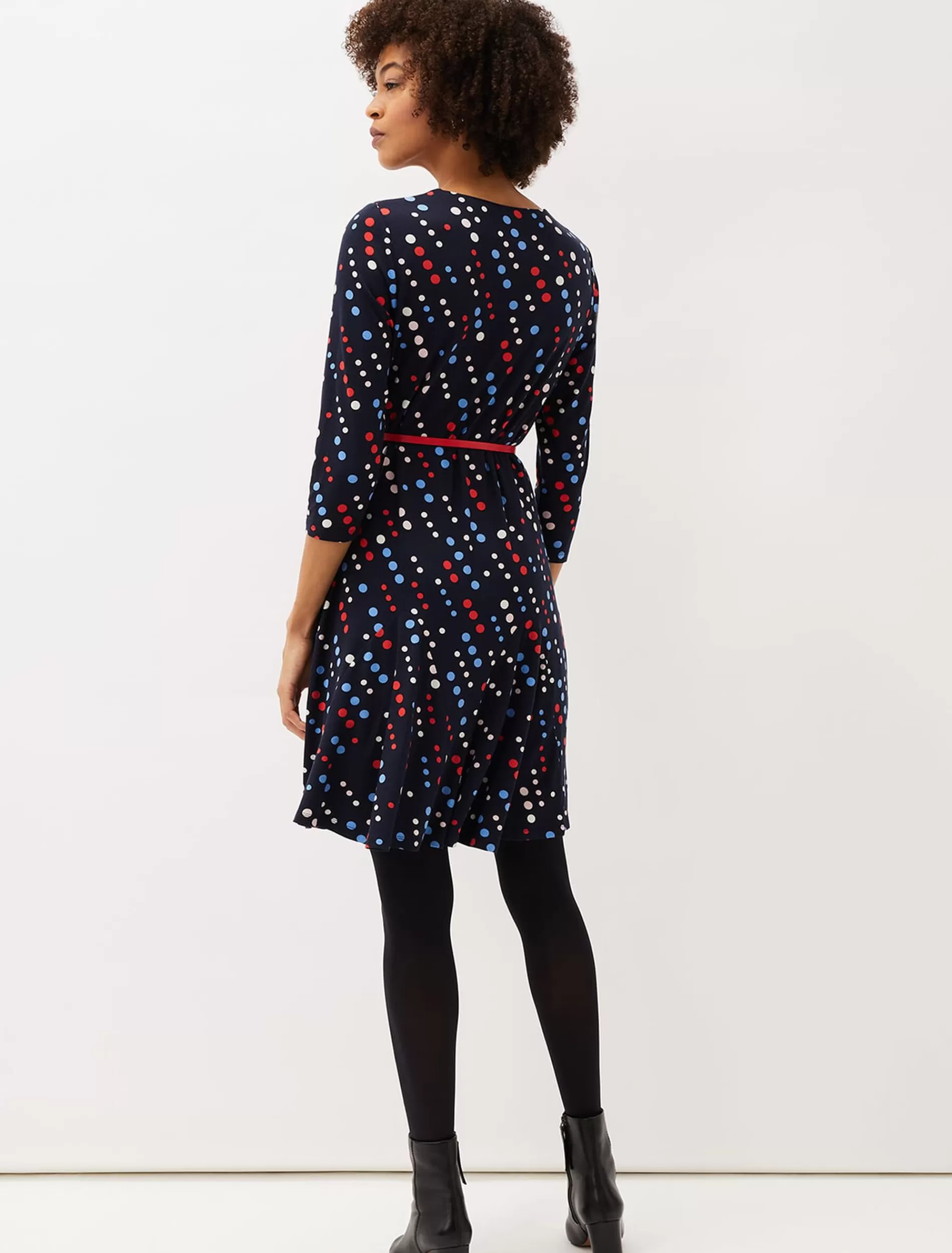 Phase Eight Marya Spot Jersey Dress Navy/Multi Clearance