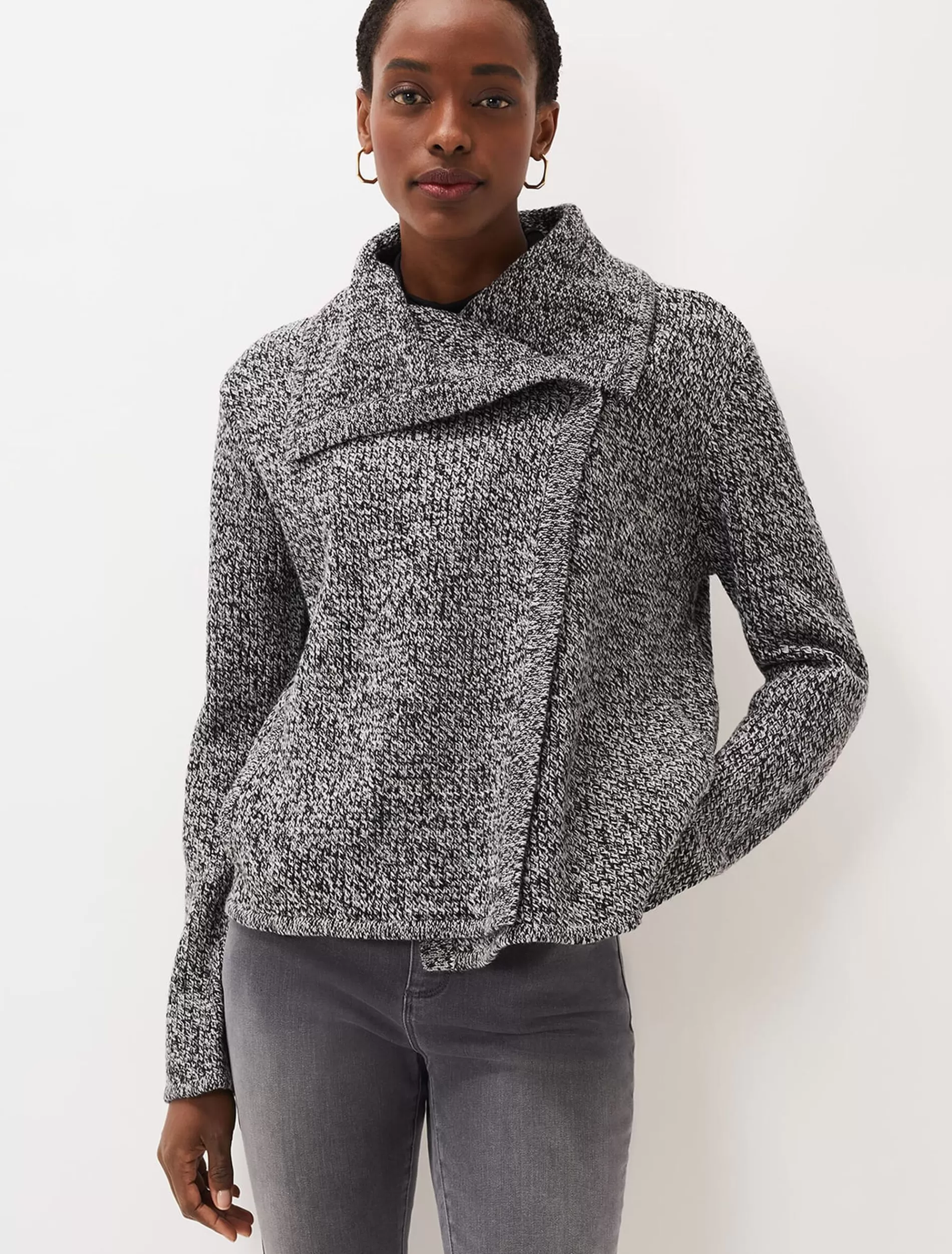 Phase Eight Mavis Knit Jacket Black/White Discount