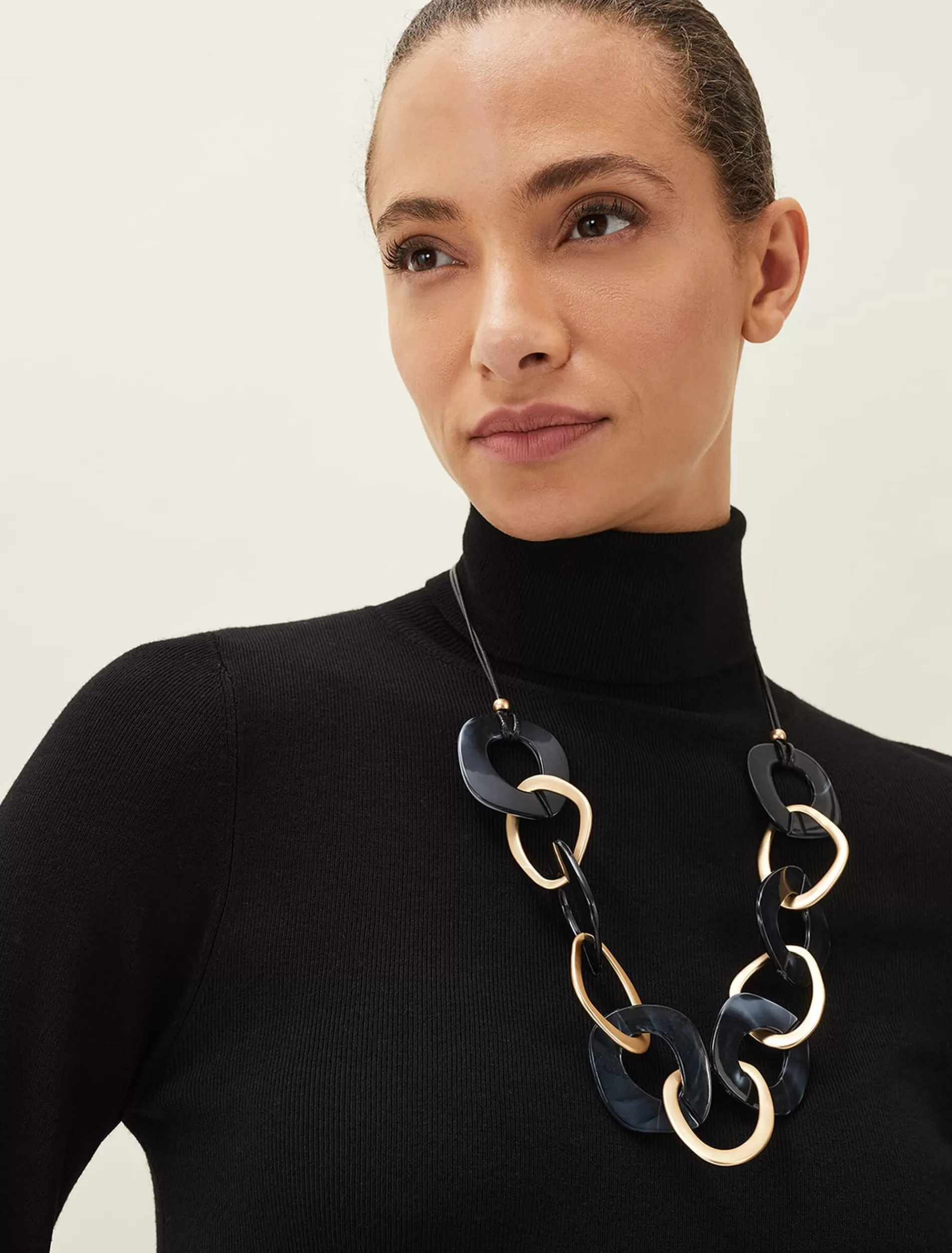 Phase Eight Maxi Resin Necklace Black/Gold Hot