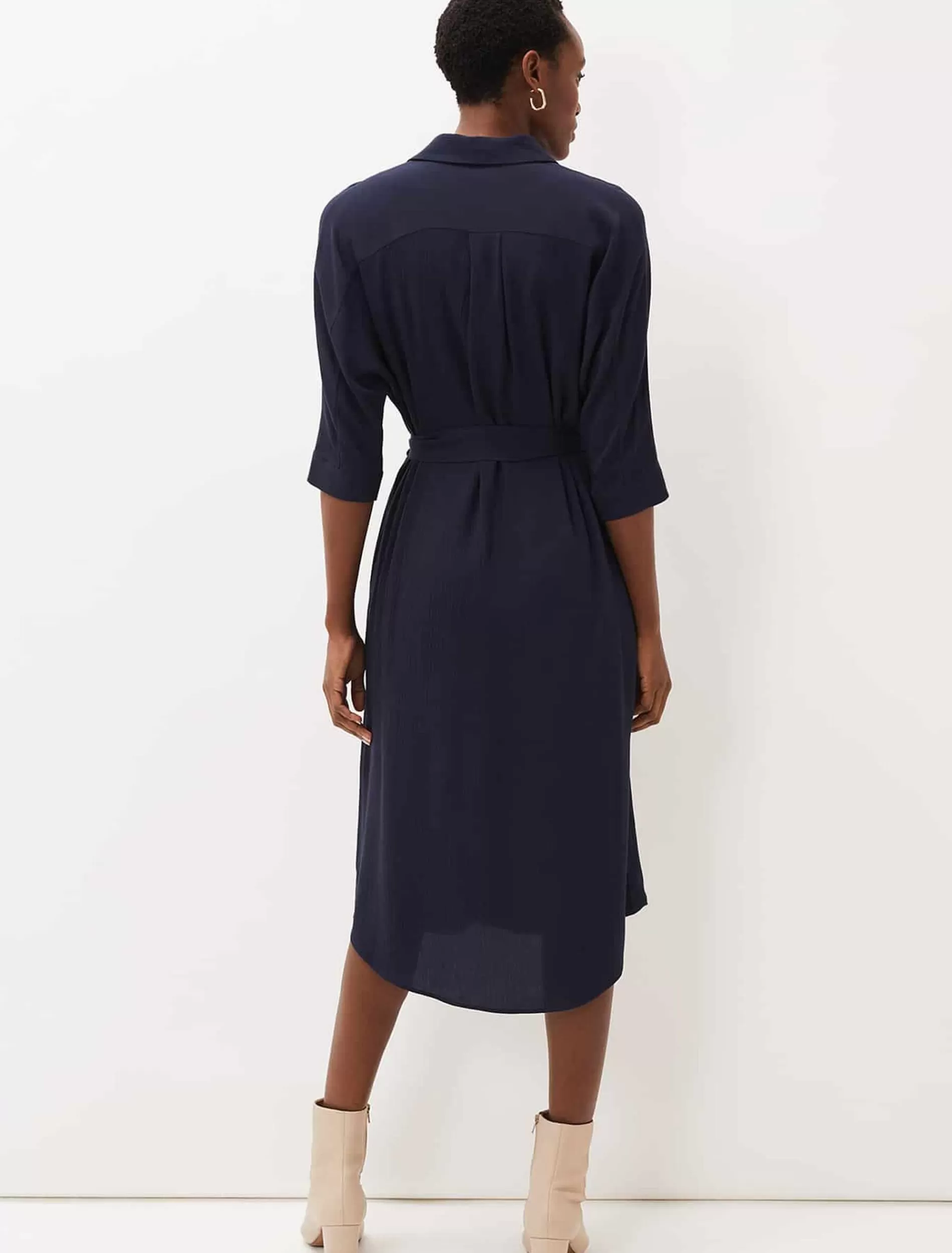 Phase Eight Maxine Belted Shirt Dress Navy Sale