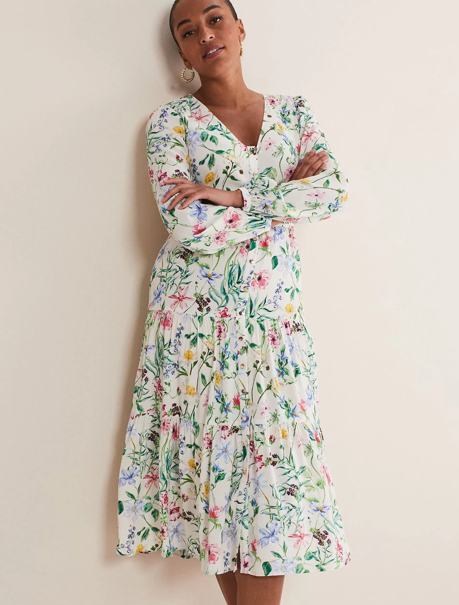Phase Eight Maya Floral Midaxi Dress Ivory/Multi Best Sale