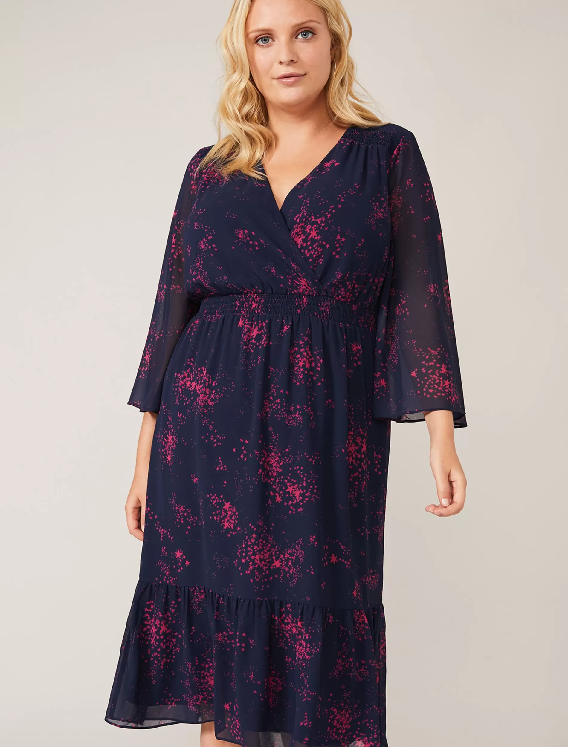 Phase Eight Maya Star Print Dress Navy/Pink Cheap