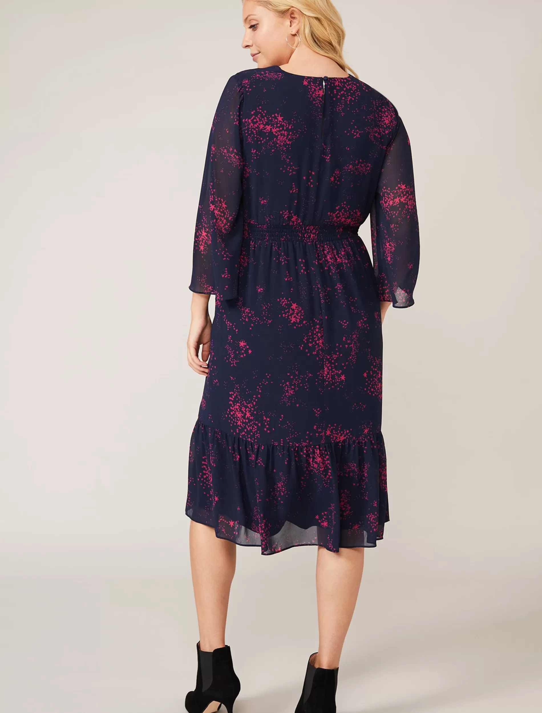 Phase Eight Maya Star Print Dress Navy/Pink Cheap