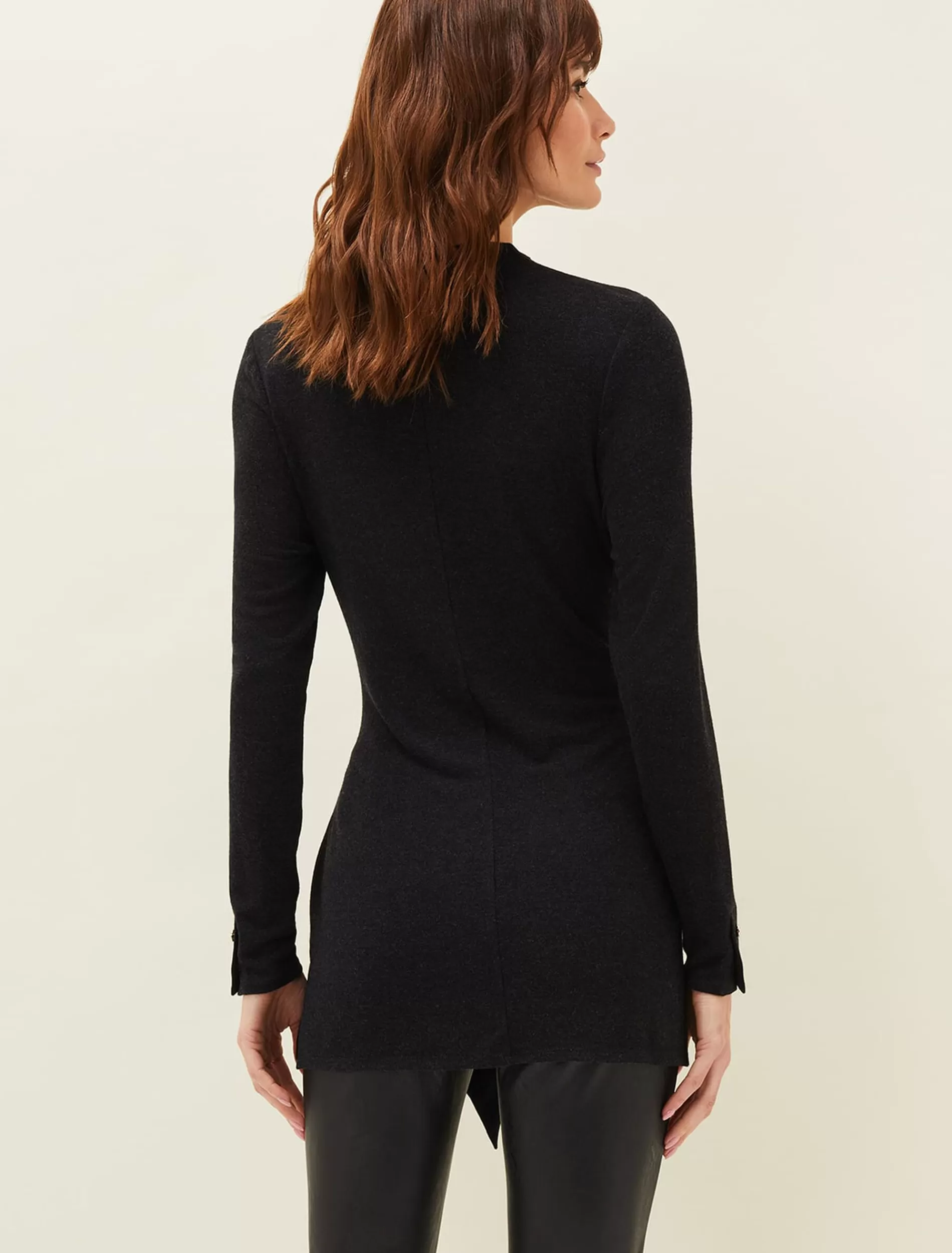 Phase Eight Maya Tie Front Longline Top Charcoal Fashion