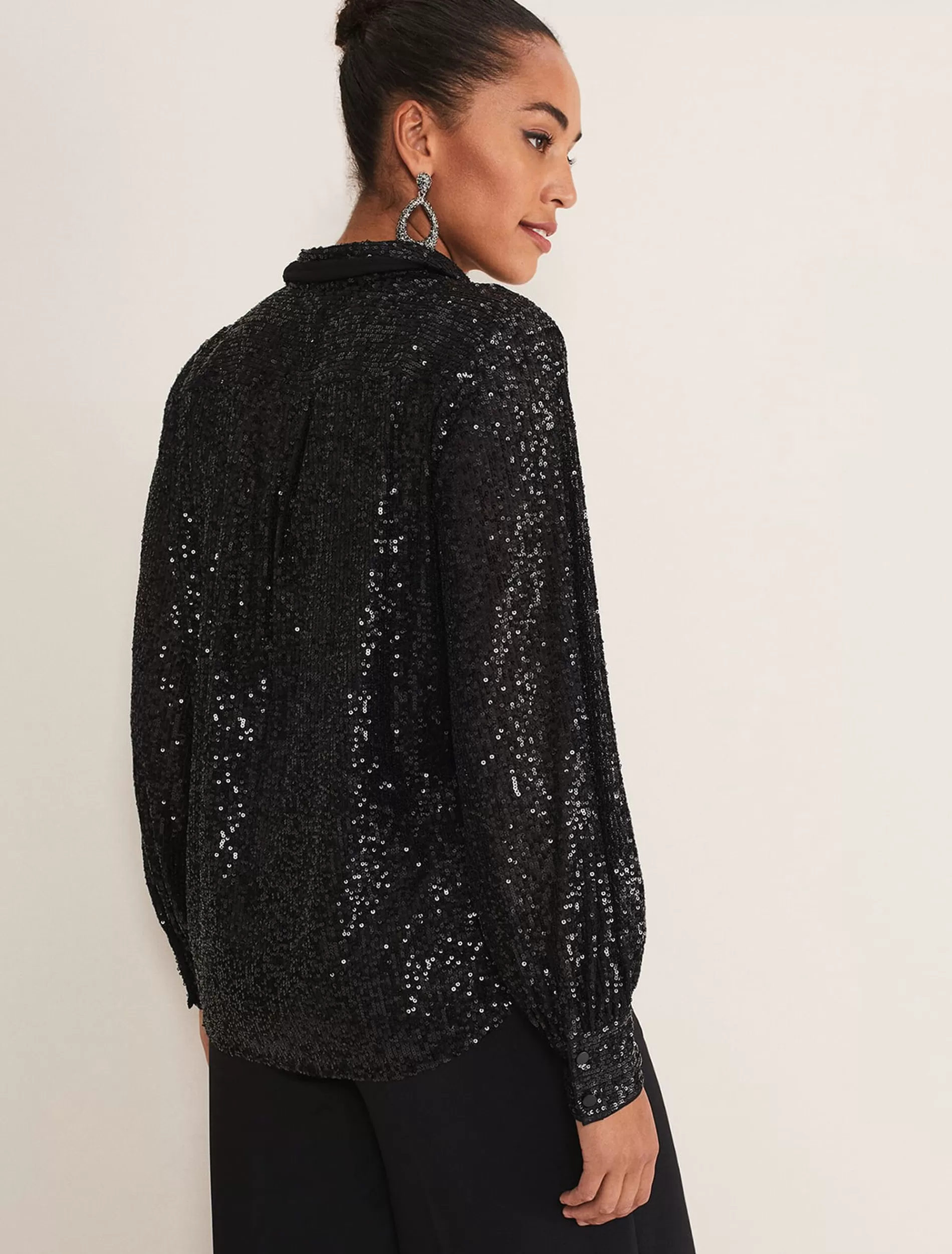 Phase Eight Medora Sequin Shirt Black Best