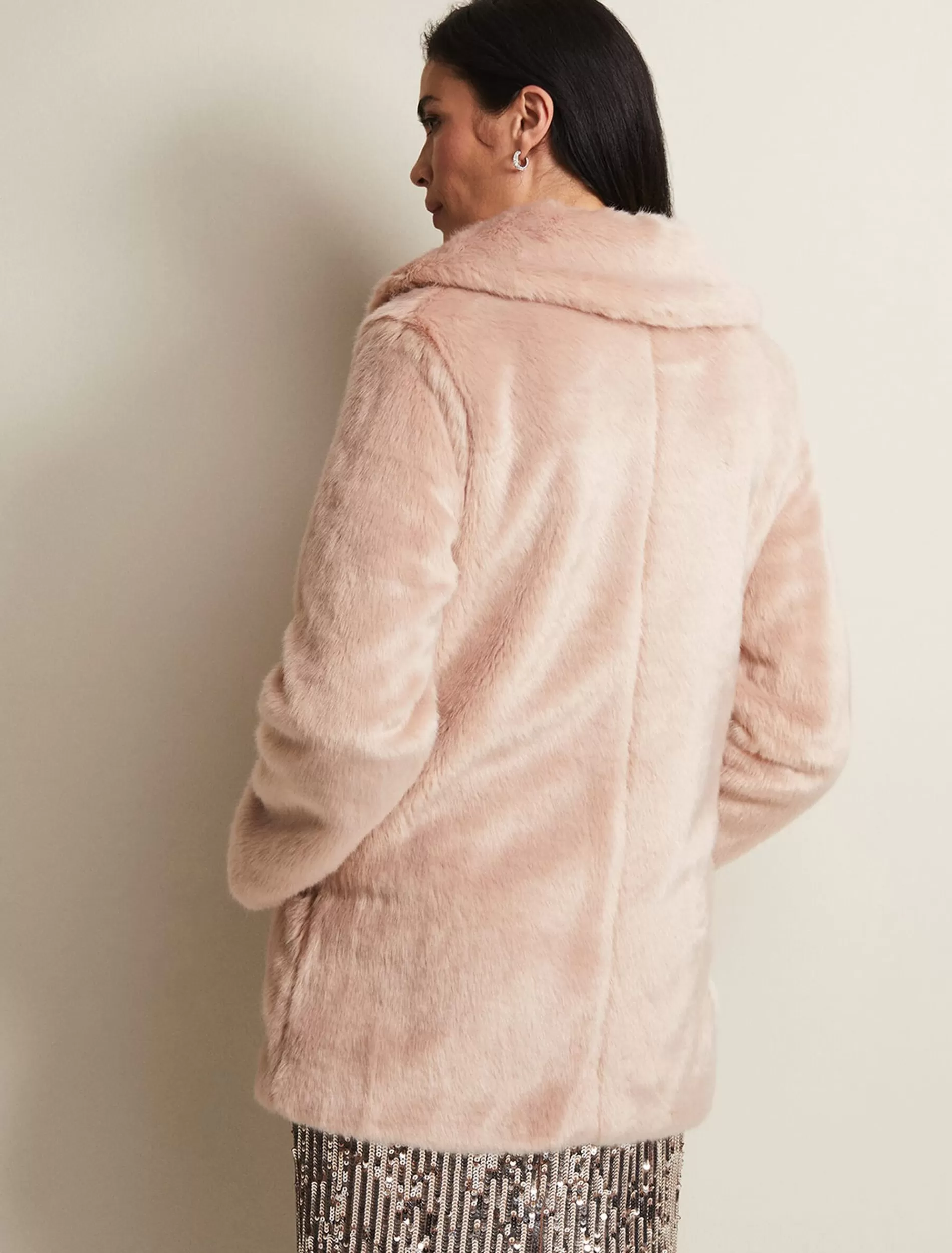 Phase Eight Meg Faux Fur Coat Luxe Pink Fashion