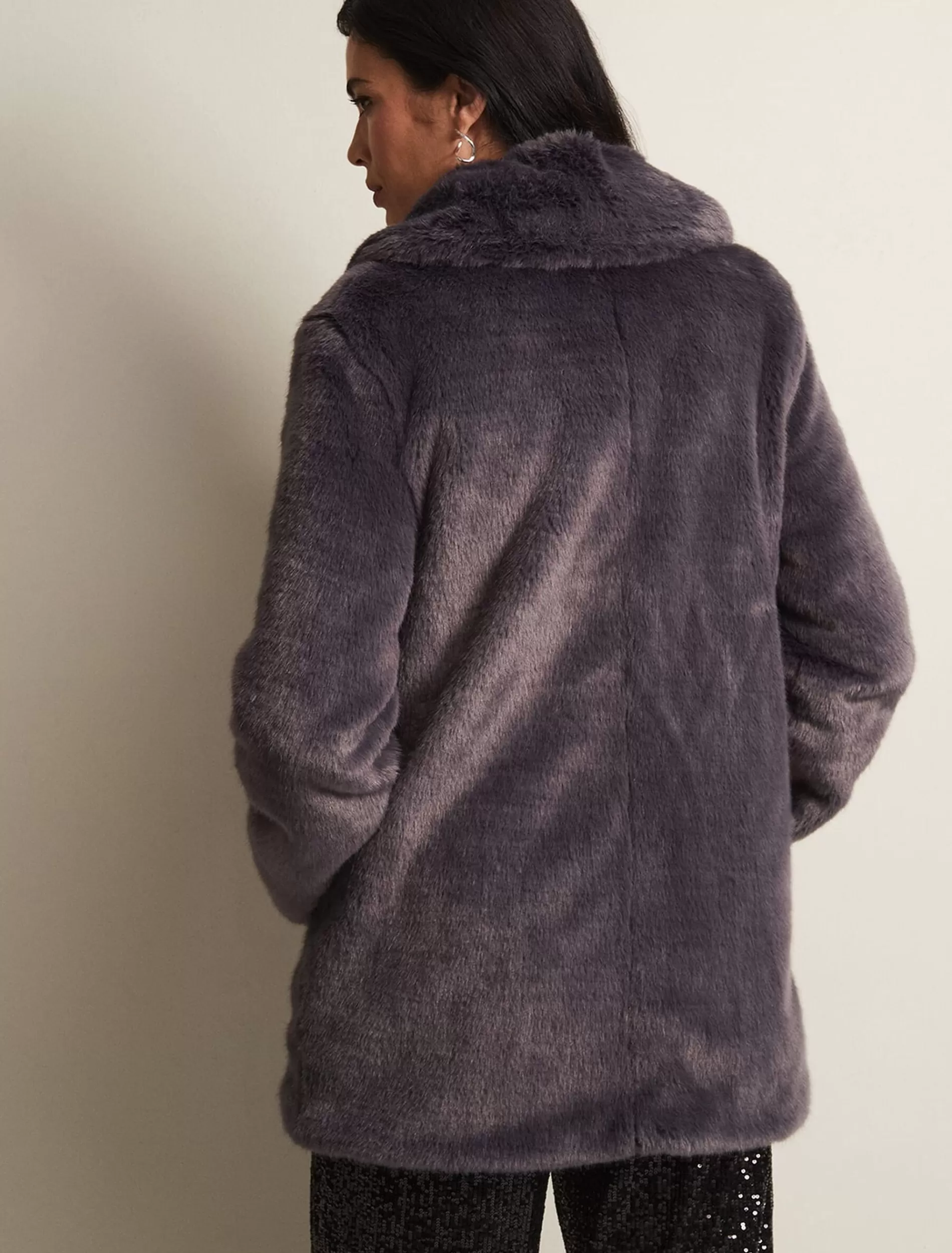 Phase Eight Meg Faux Fur Coat Smoke Online