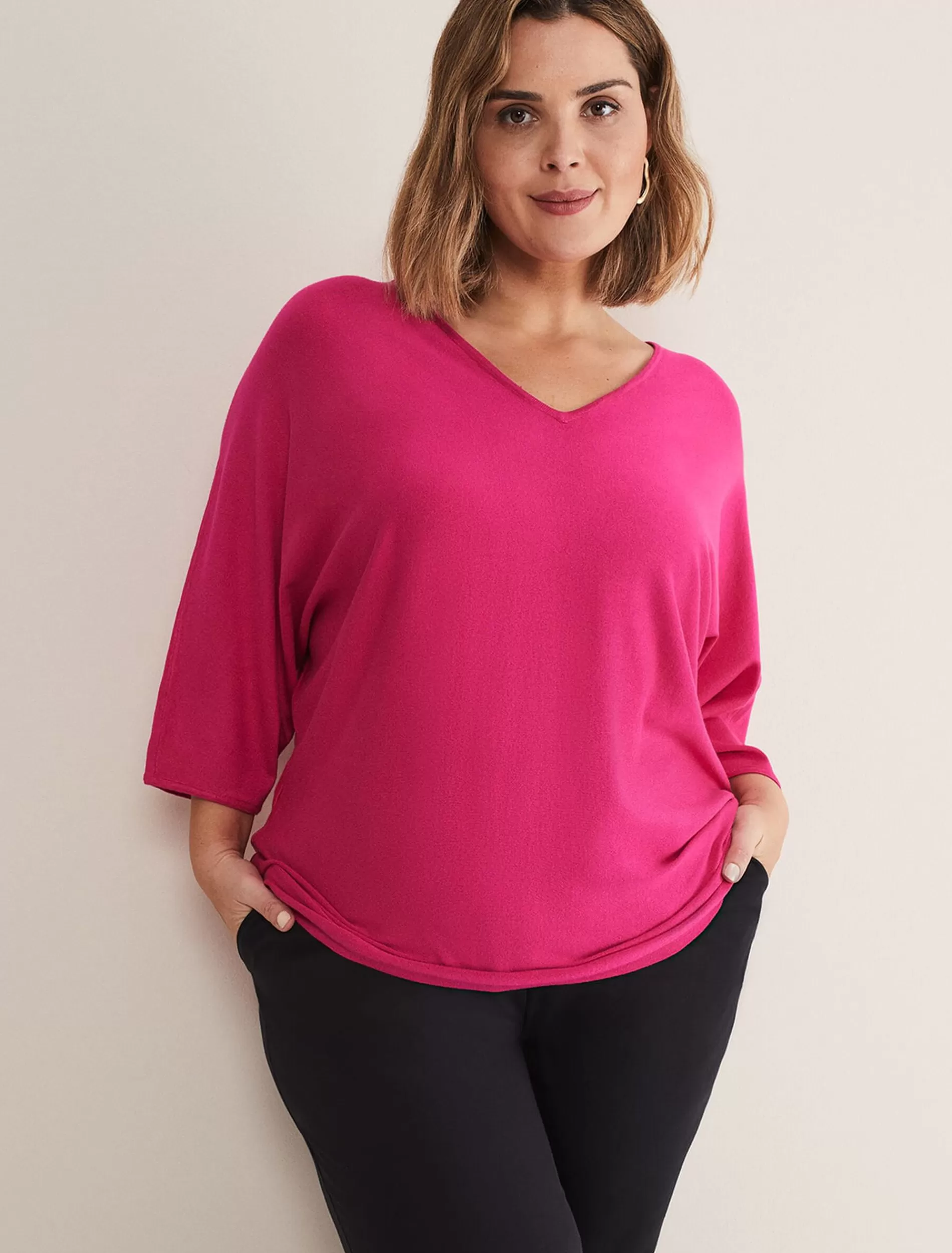 Phase Eight Megan Crew Neck Jumper Hot Pink Cheap