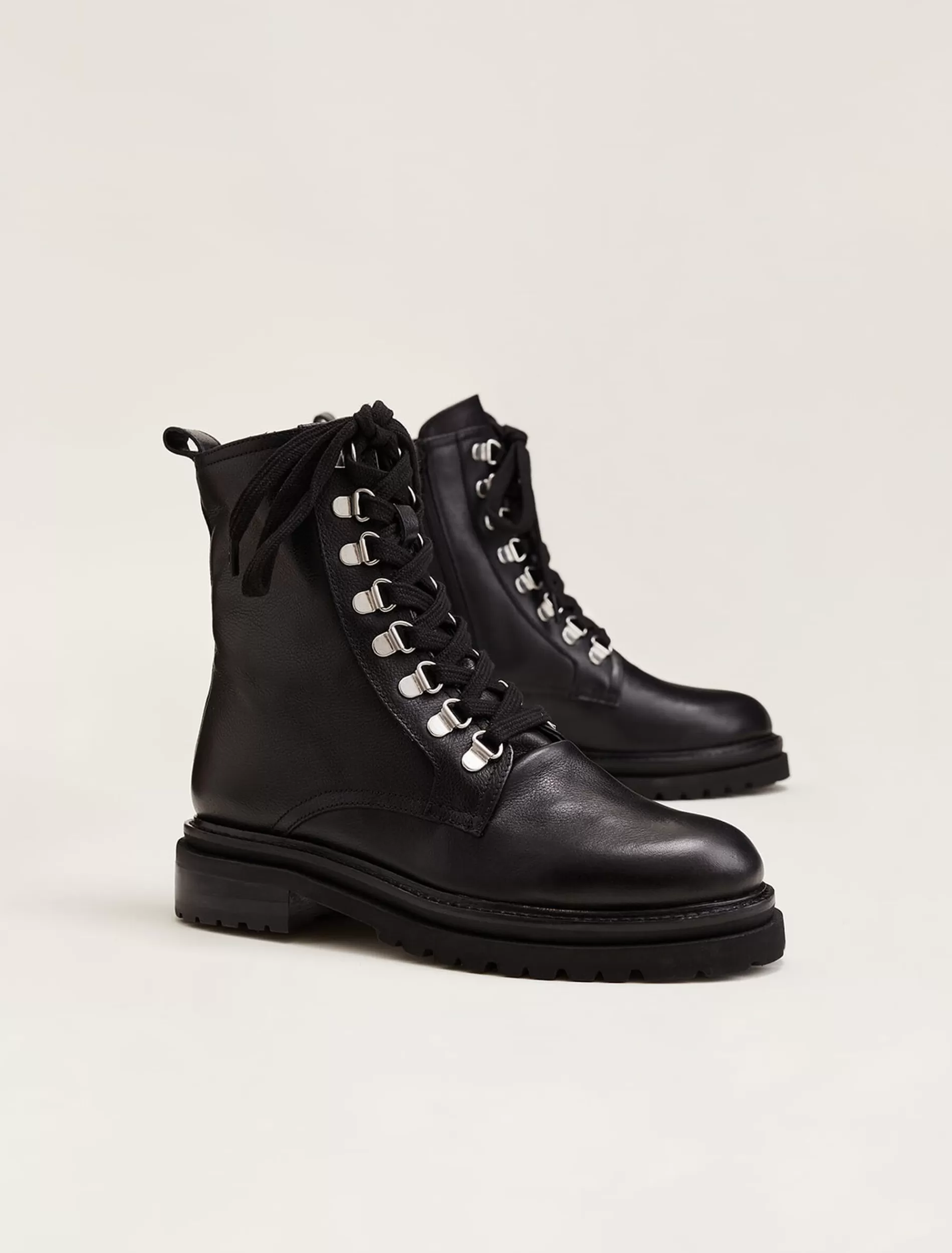 Phase Eight Meladie Leather Lace Up Ankle Boots Black Clearance