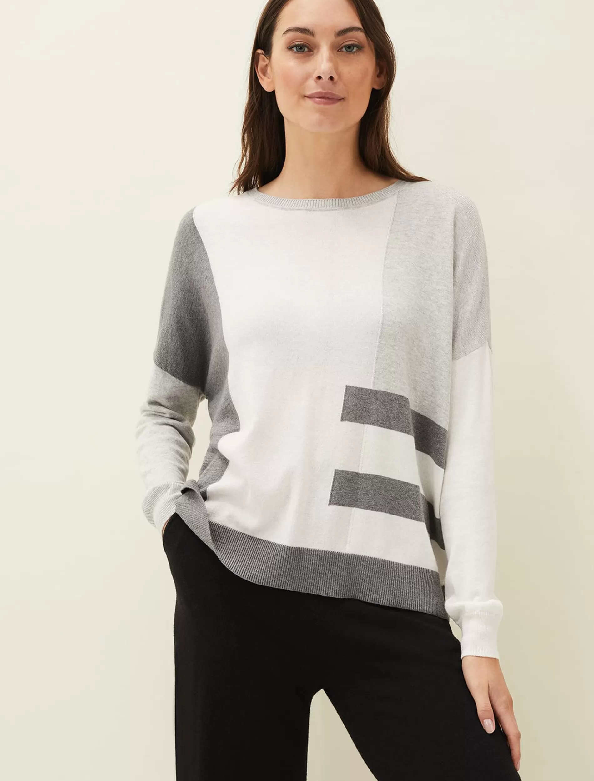 Phase Eight Melisse Colourblock Stripe Jumper Pink Multi Fashion