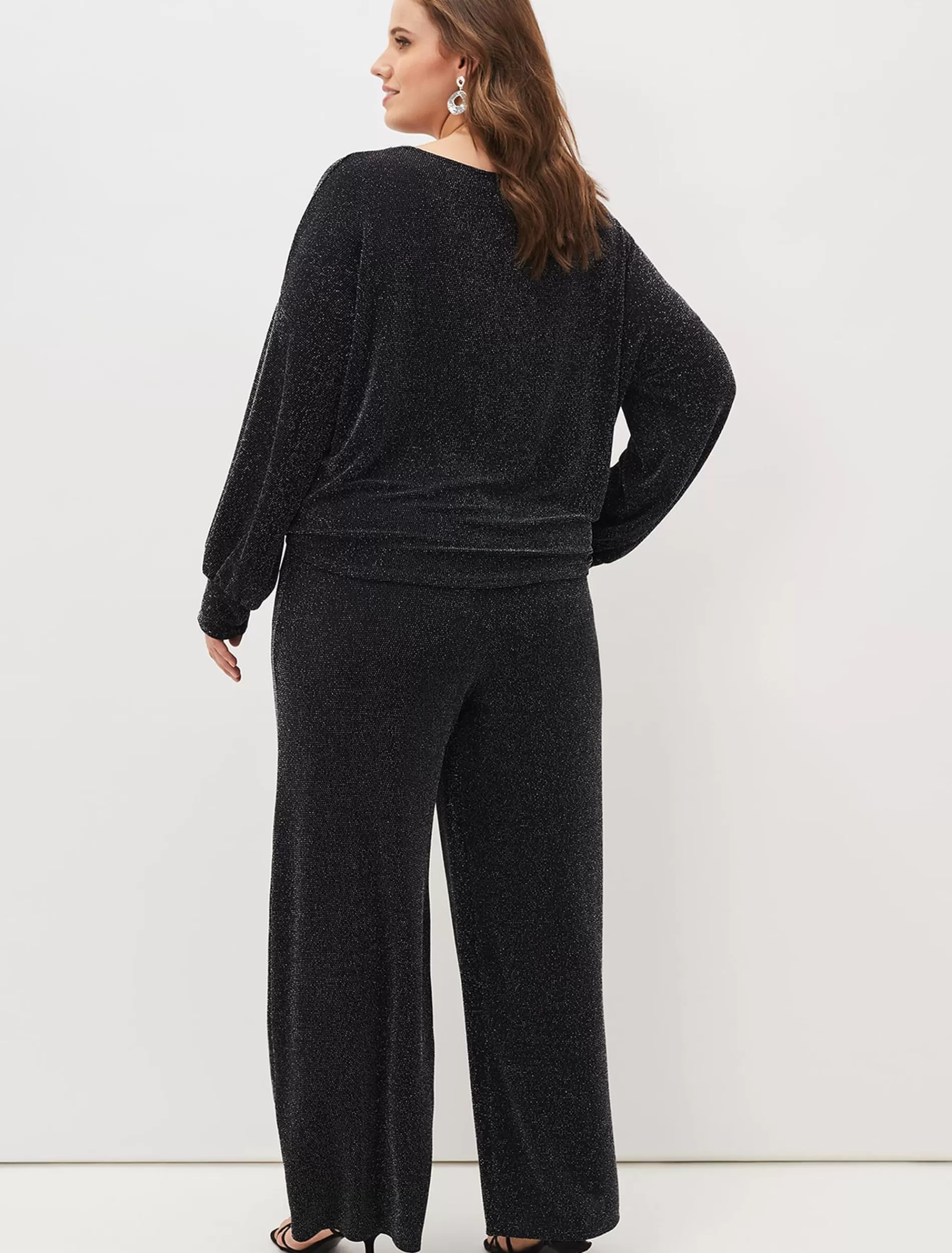 Phase Eight Mell Shimmer Lurex Co-Ord Trousers Black/Silver Fashion