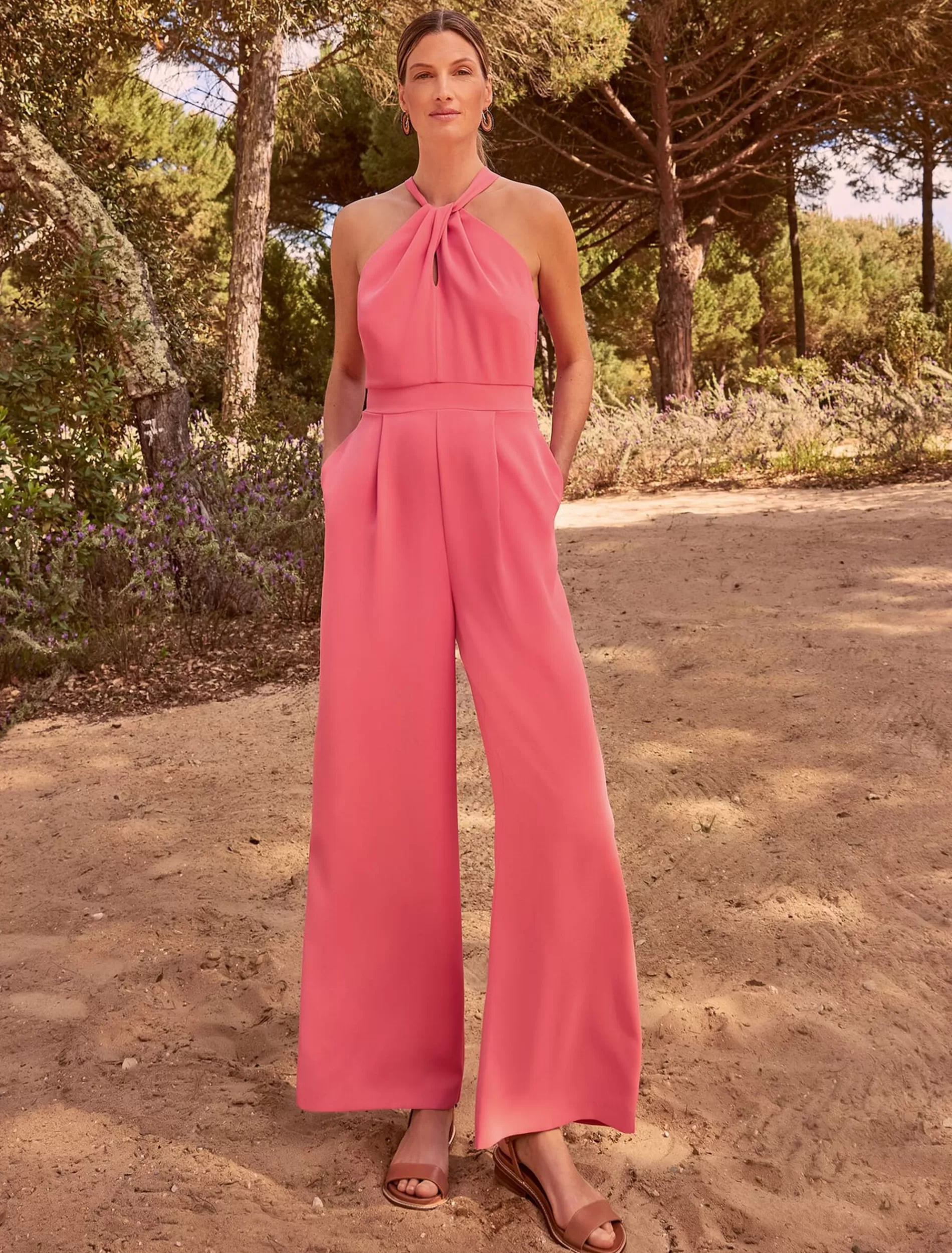 Phase Eight Mellany Wide Leg Jumpsuit Watermelon Cheap