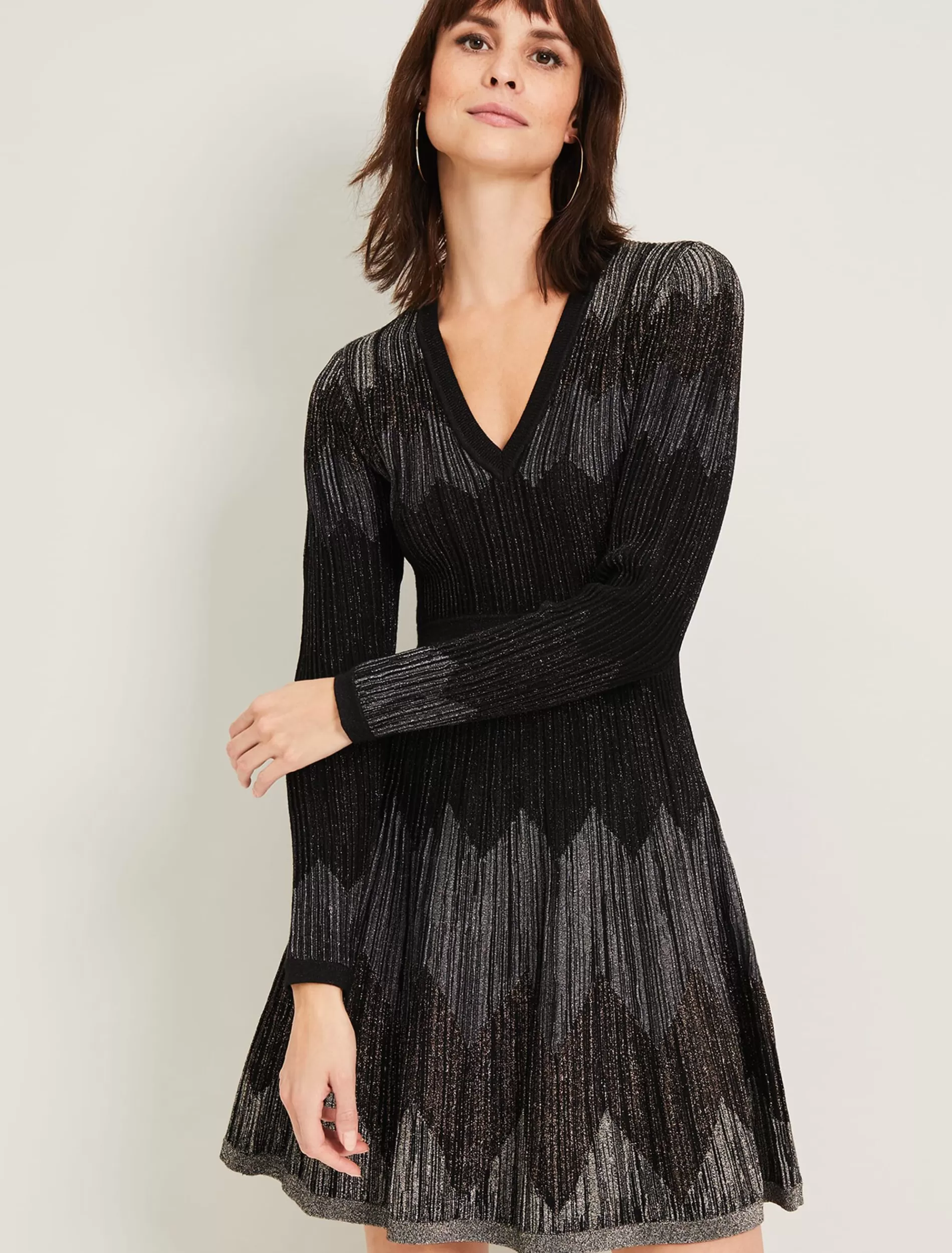 Phase Eight Metallic Knitted Dress Black Fashion