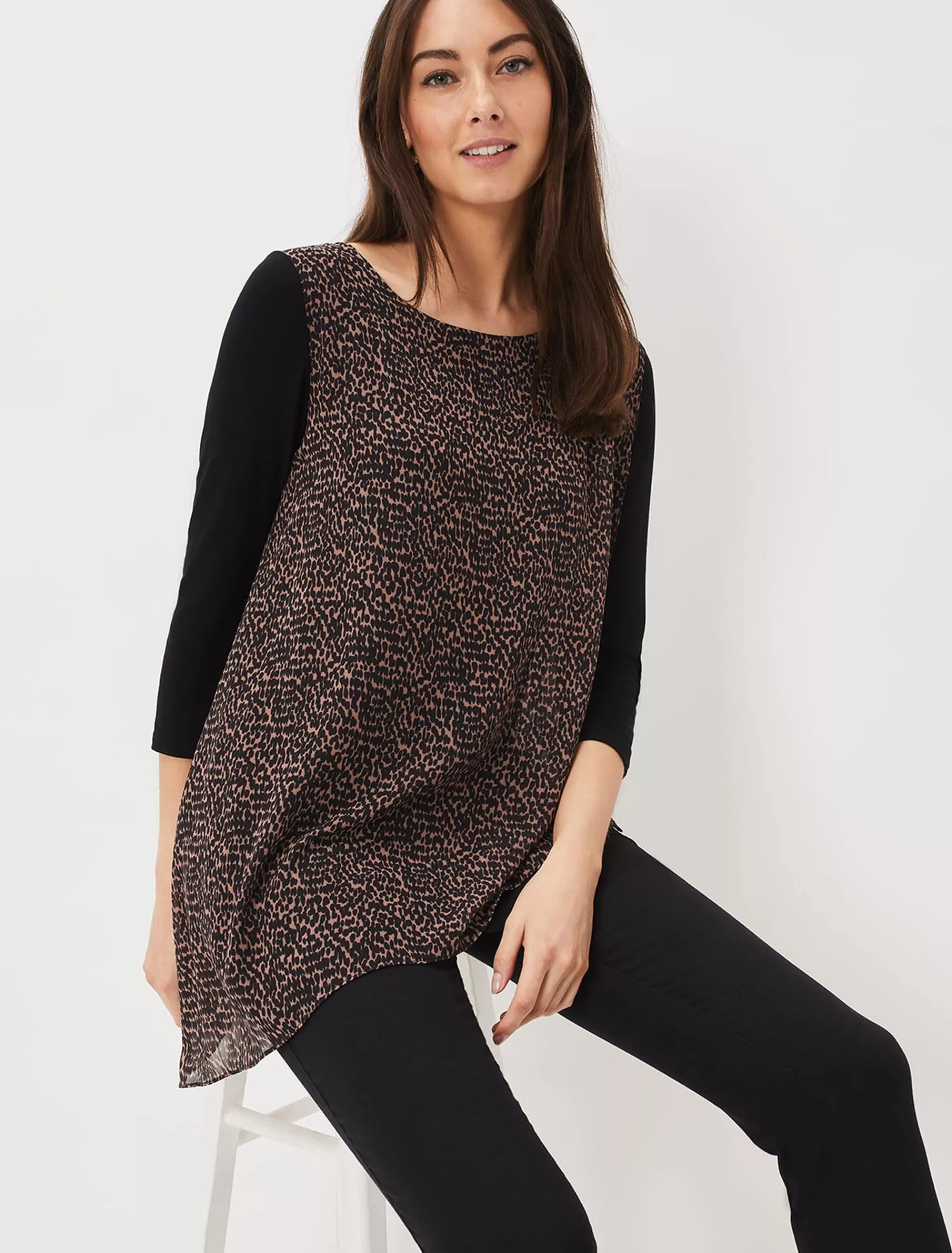 Phase Eight Mika Printed Penele Top Black/Camel Outlet