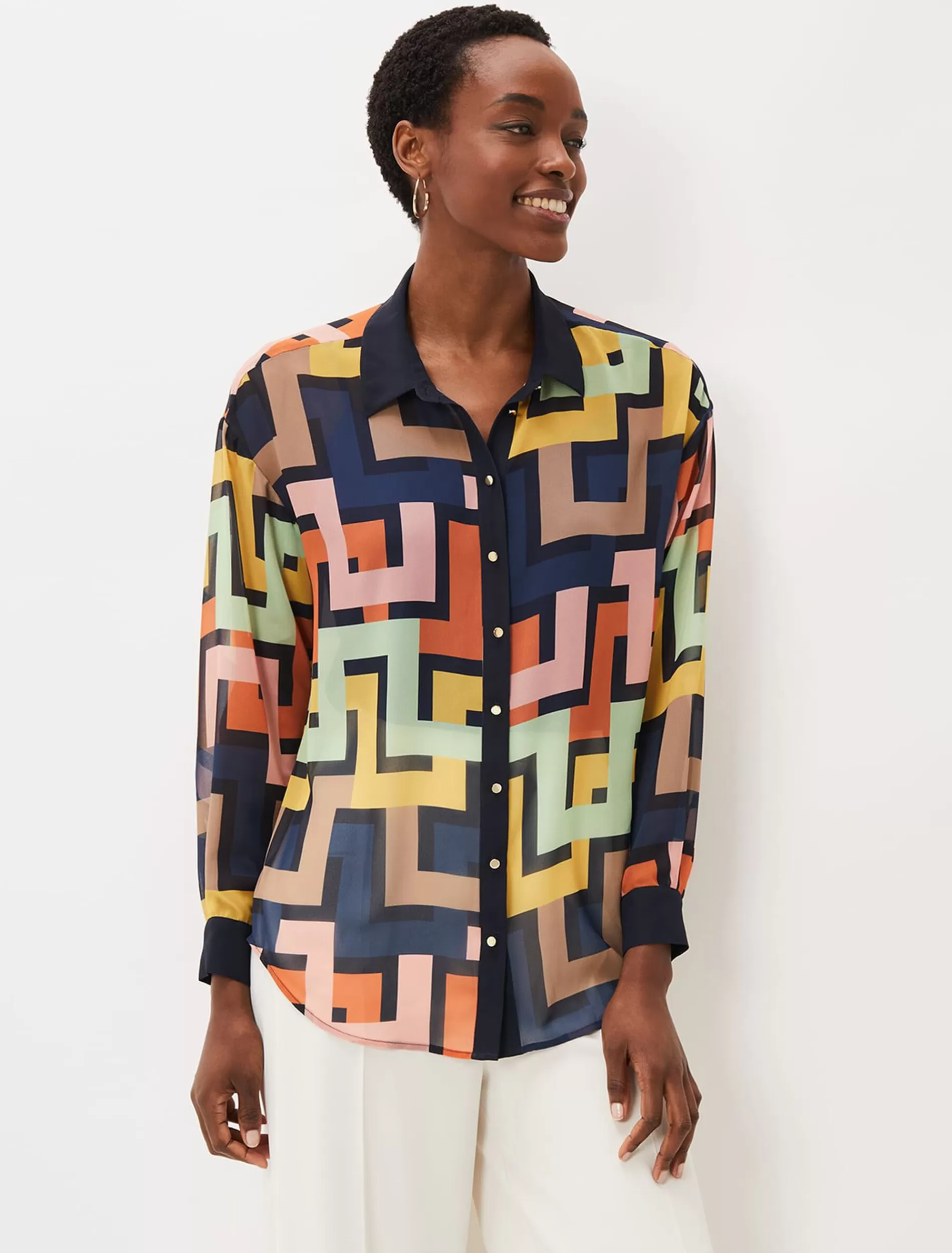 Phase Eight Milano Geo Shirt Multi-Coloured Best Sale